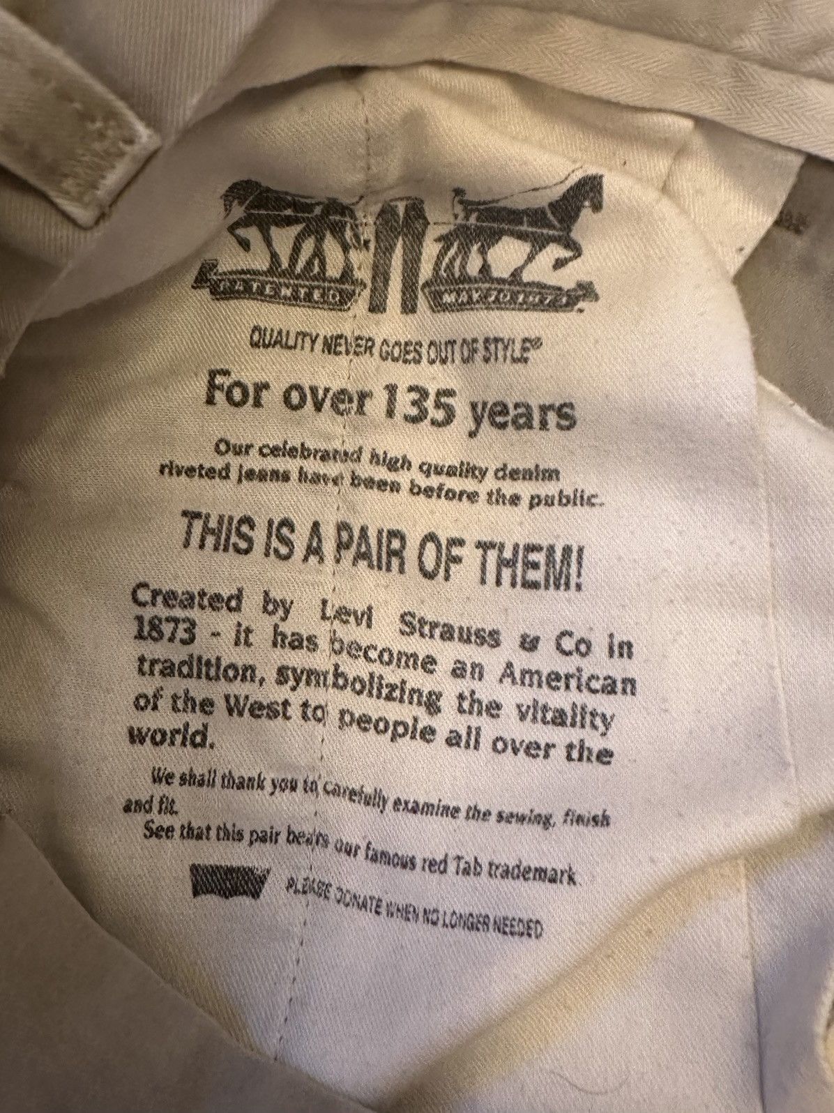 Levi's × Vintage *RARE* Vintage Levi's White Tab Pants Size US 34 / EU 50 - 6 Thumbnail