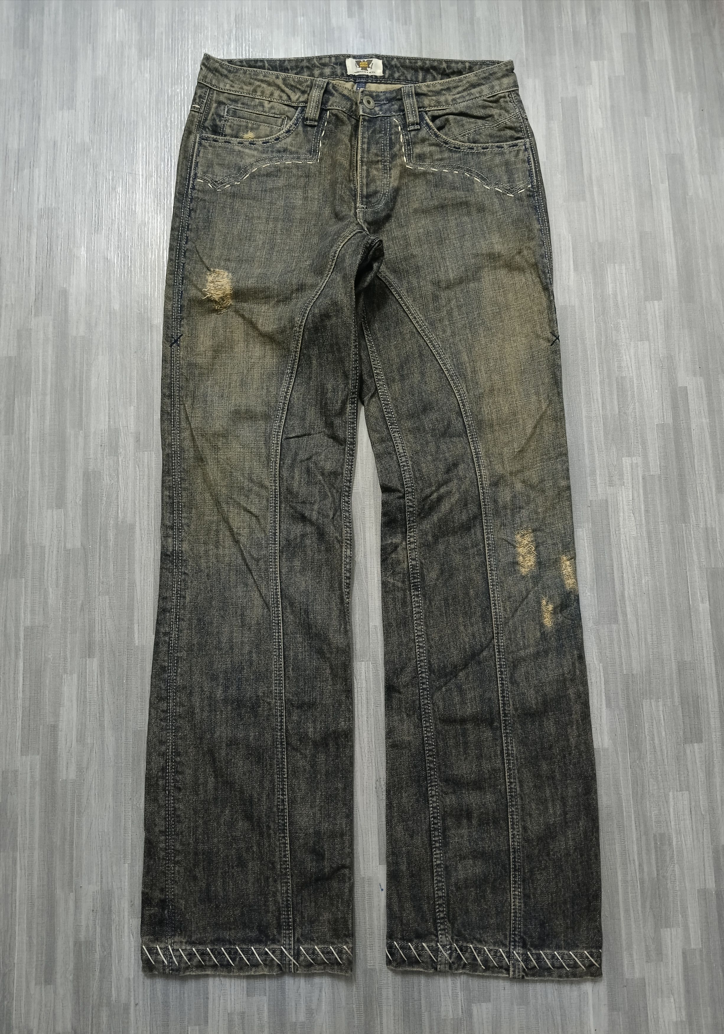Antik Denim × Rusty SICK🔥RECONSTRUCTED ANTIK DENIM LEATHER BACK POCKET Size US 29 - 2 Thumbnail