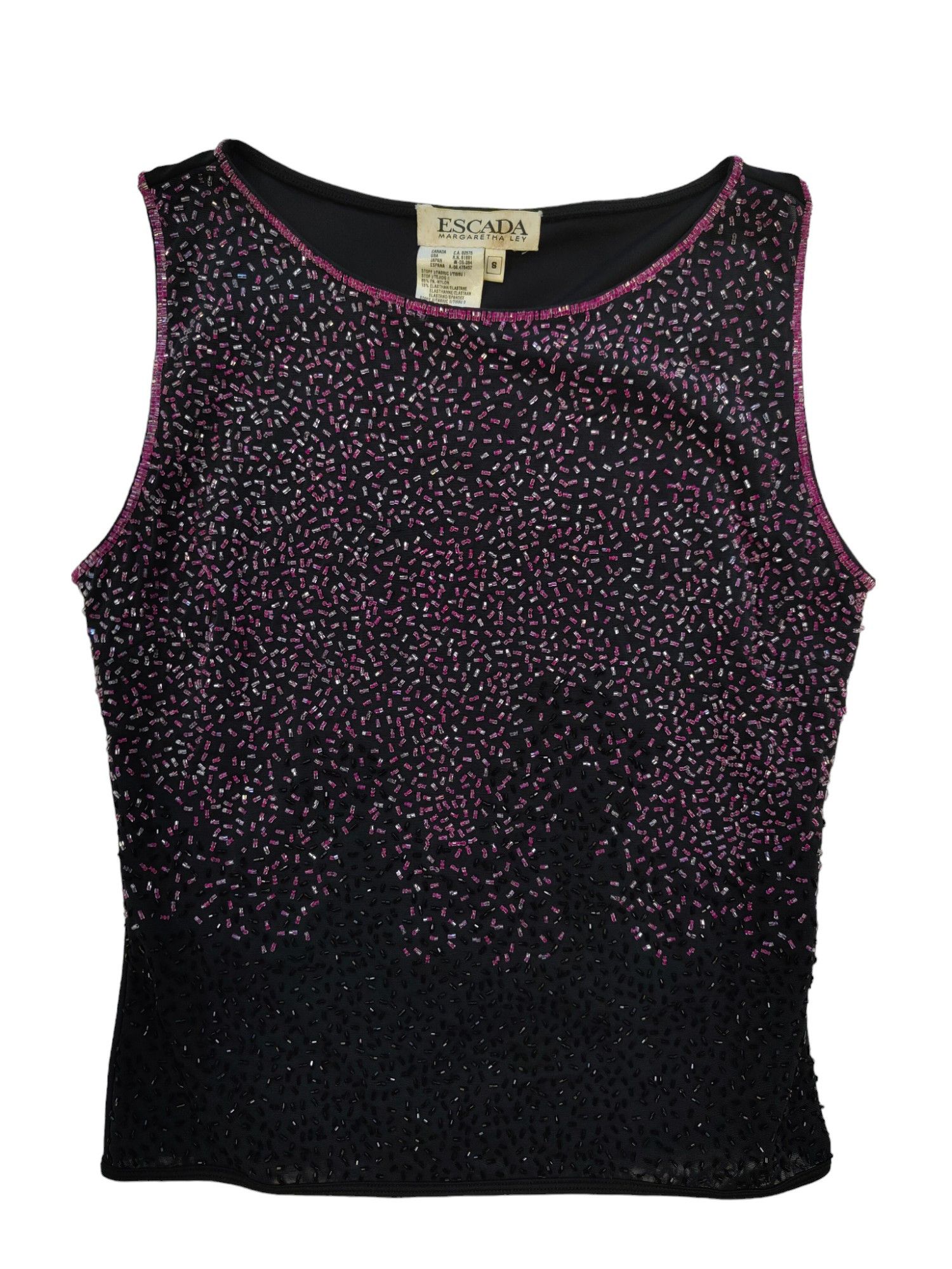Escada Escada Black Top With Violet Sequenced Front Size S / US 4 / IT 40 - 1 Thumbnail