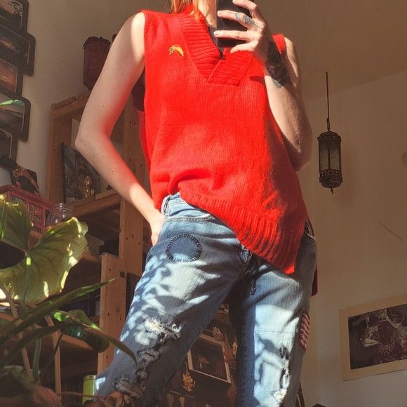 Other Marc Cain Red Spicy Pepper Sleeveless Pullover Wool Vest - M Size M / US 6-8 / IT 42-44 - 3 Thumbnail