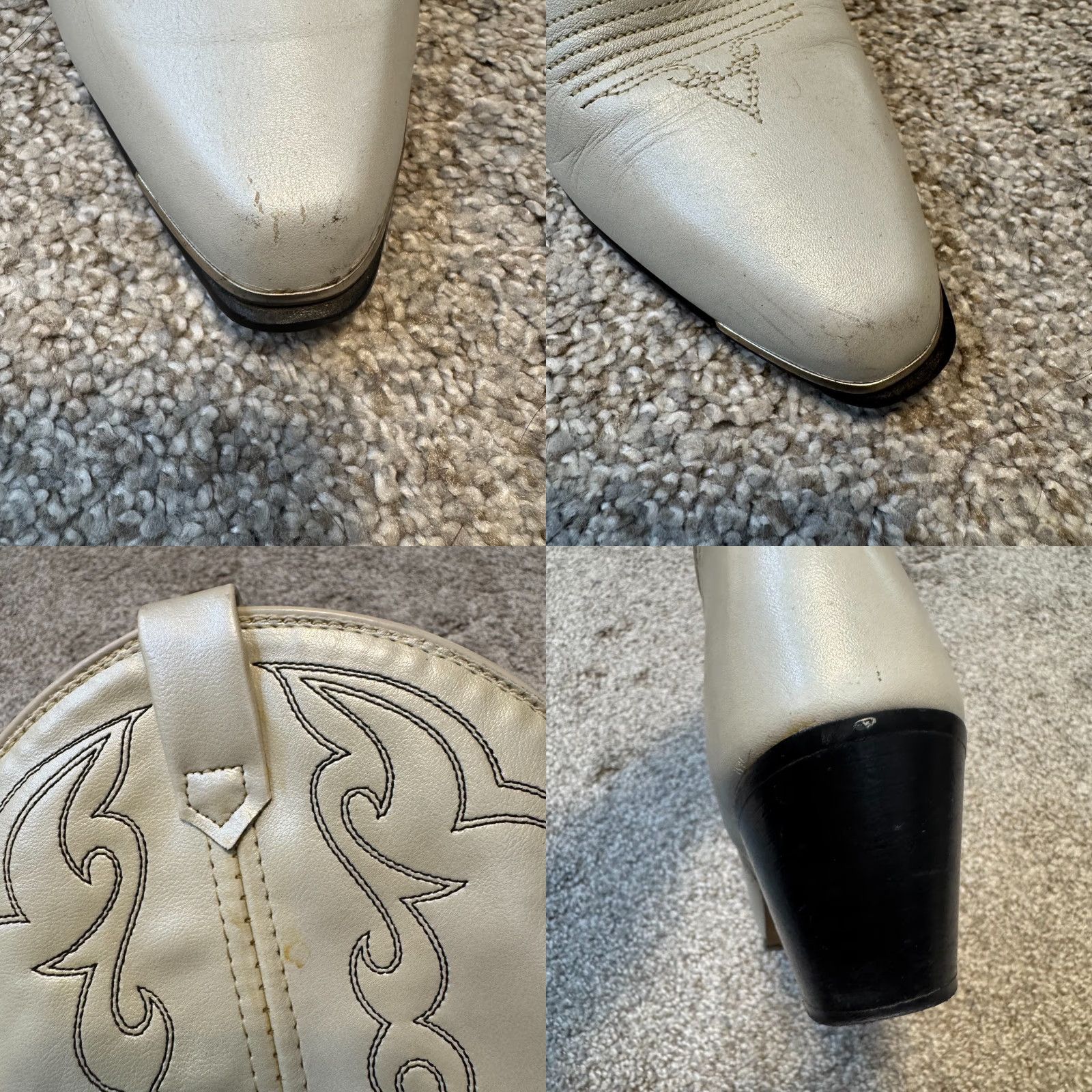 Vintage VINTAGE Acme White Cowboy Boots Western Cowgirl Ankle 7 Cream Pearlescent 6.5 7 Boots Womens Cowgirl Boots White Western Cowboy Boots Acme Size US 7 / IT 37 - 8 Thumbnail