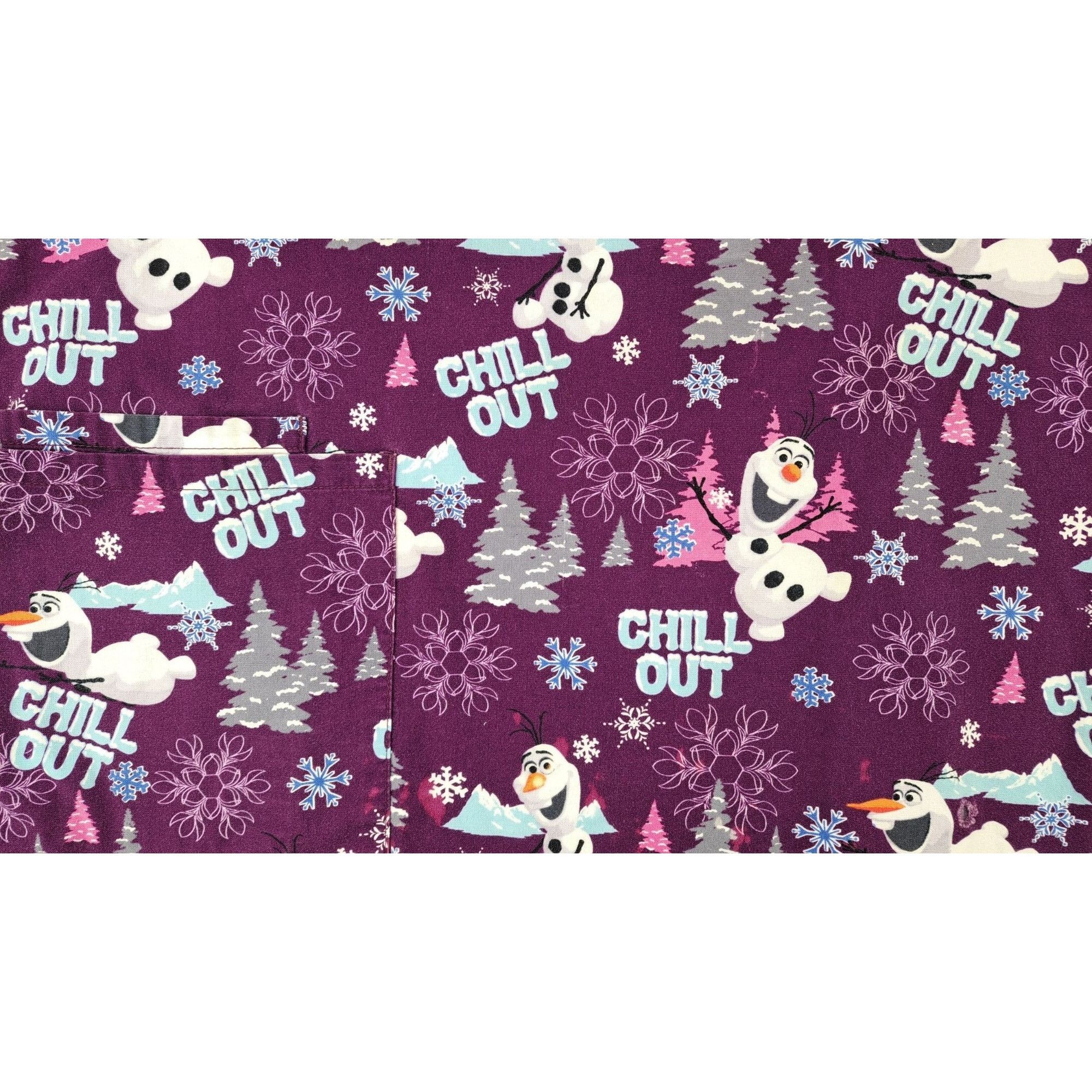 Disney Disney Frozen Olaf Purple V-Neck Scrub Top Chill Out Snow Size XXL / US 16-18 / IT 52-54 - 3 Thumbnail