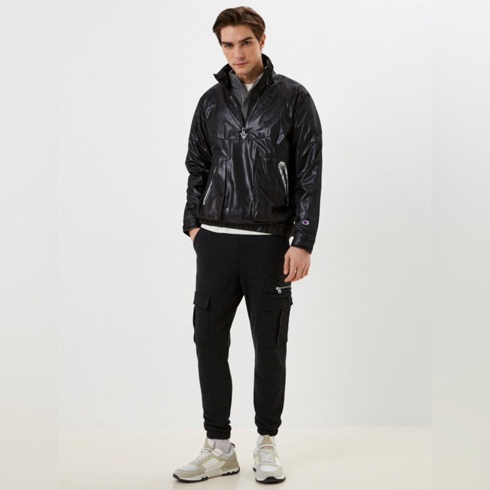 Champion CHAMPION Luxe Black Half Zip Pocket Windbreaker Track Jacket Size US S / EU 44-46 / 1 - 13 Thumbnail
