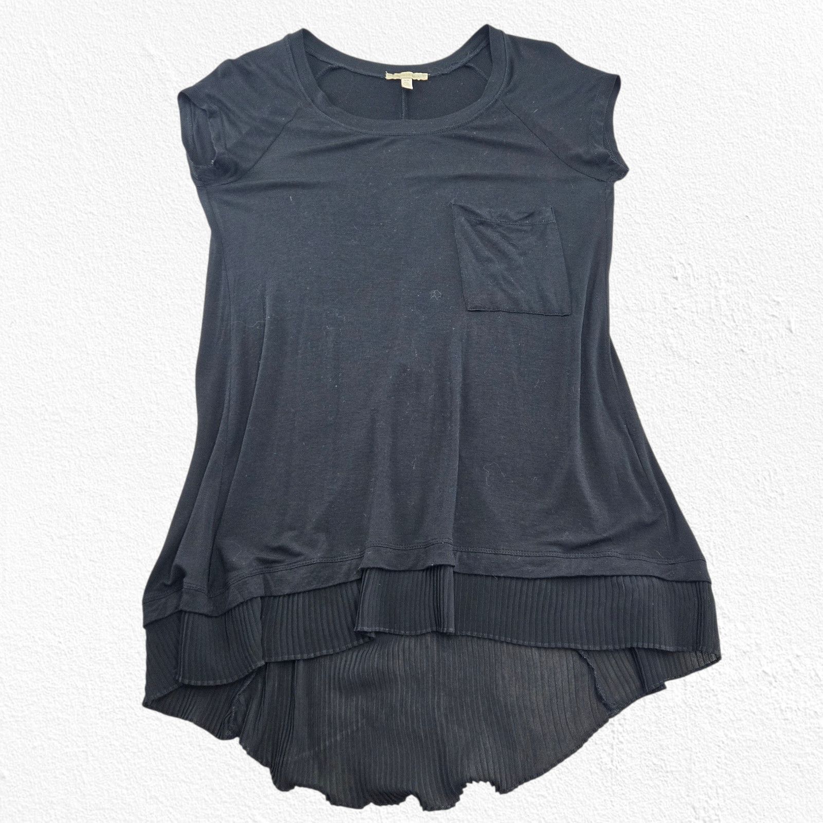 Other Black High Low Chiffon Hem Pocket Tunic Top Size Small Size S / US 4 / IT 40 - 2 Thumbnail