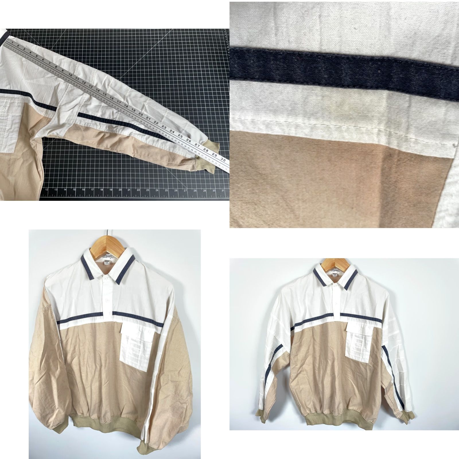 Vintage VINTAGE Alexxus Polo Shirt Long Sleeve Beig e White 80s 90s Dad Hipster Retro - Men Large Casual Polo Shirt Womens? Size US L / EU 52-54 / 3 - 8 Thumbnail