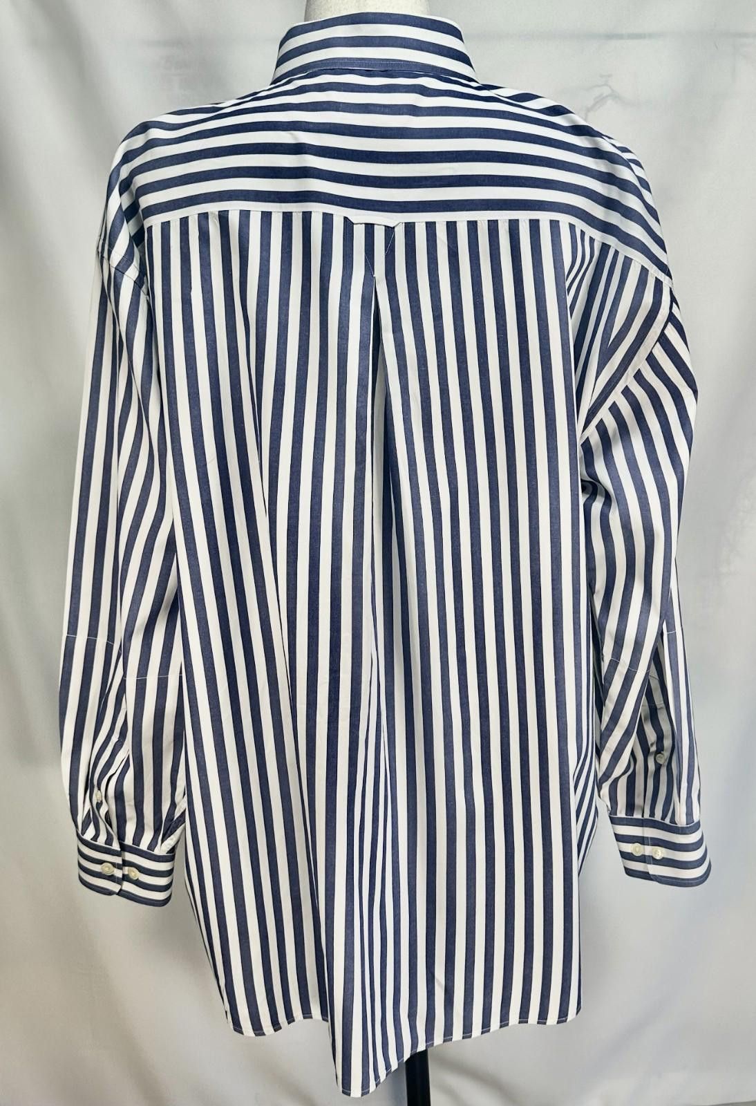 Monet Mine Striped 100% Cotton Large Button Down Shirt Blue 3XB Size US XXL / EU 58 / 5 - 2 Thumbnail