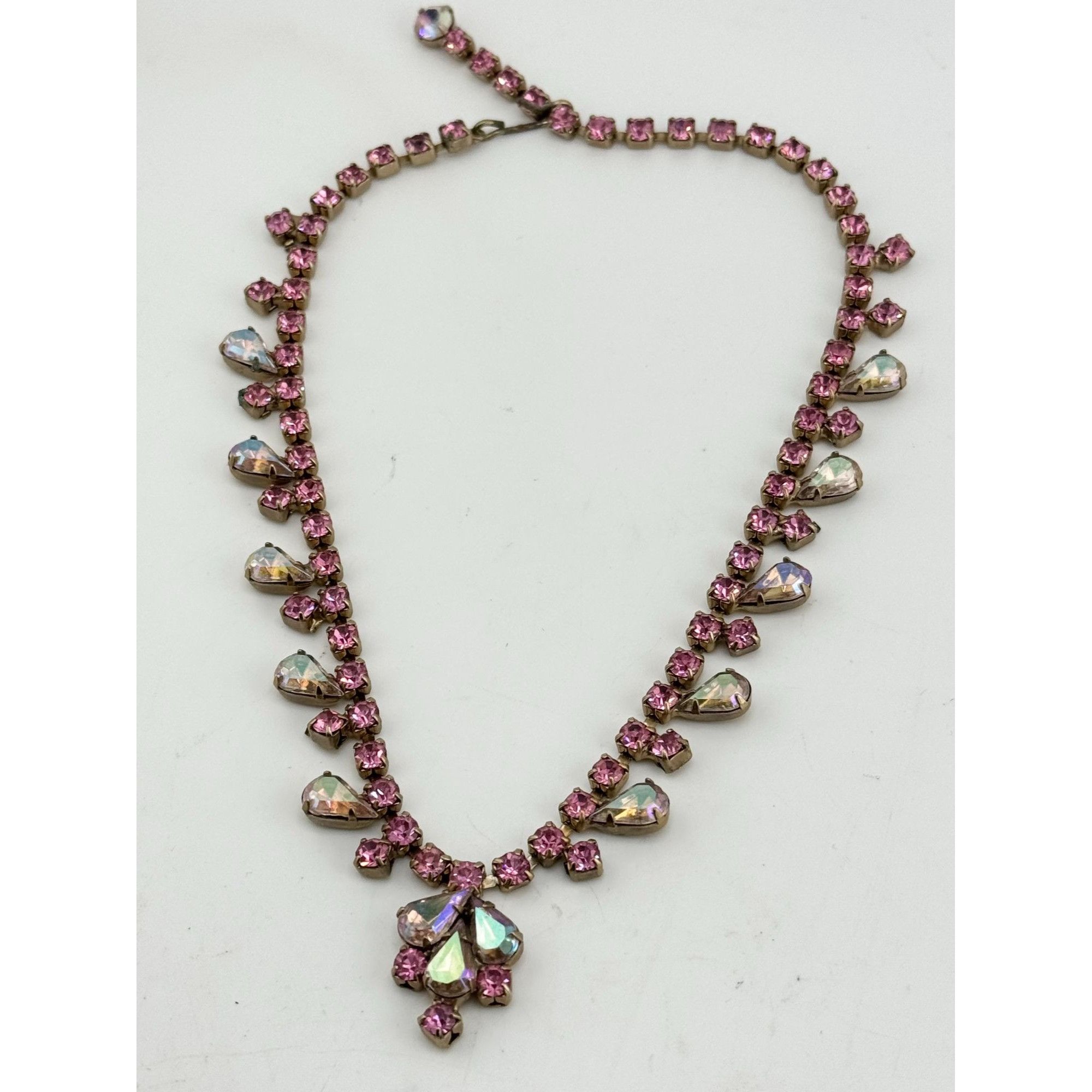 Vintage Vintage pink rhinestone glass collar necklace Size ONE SIZE - 2 Thumbnail