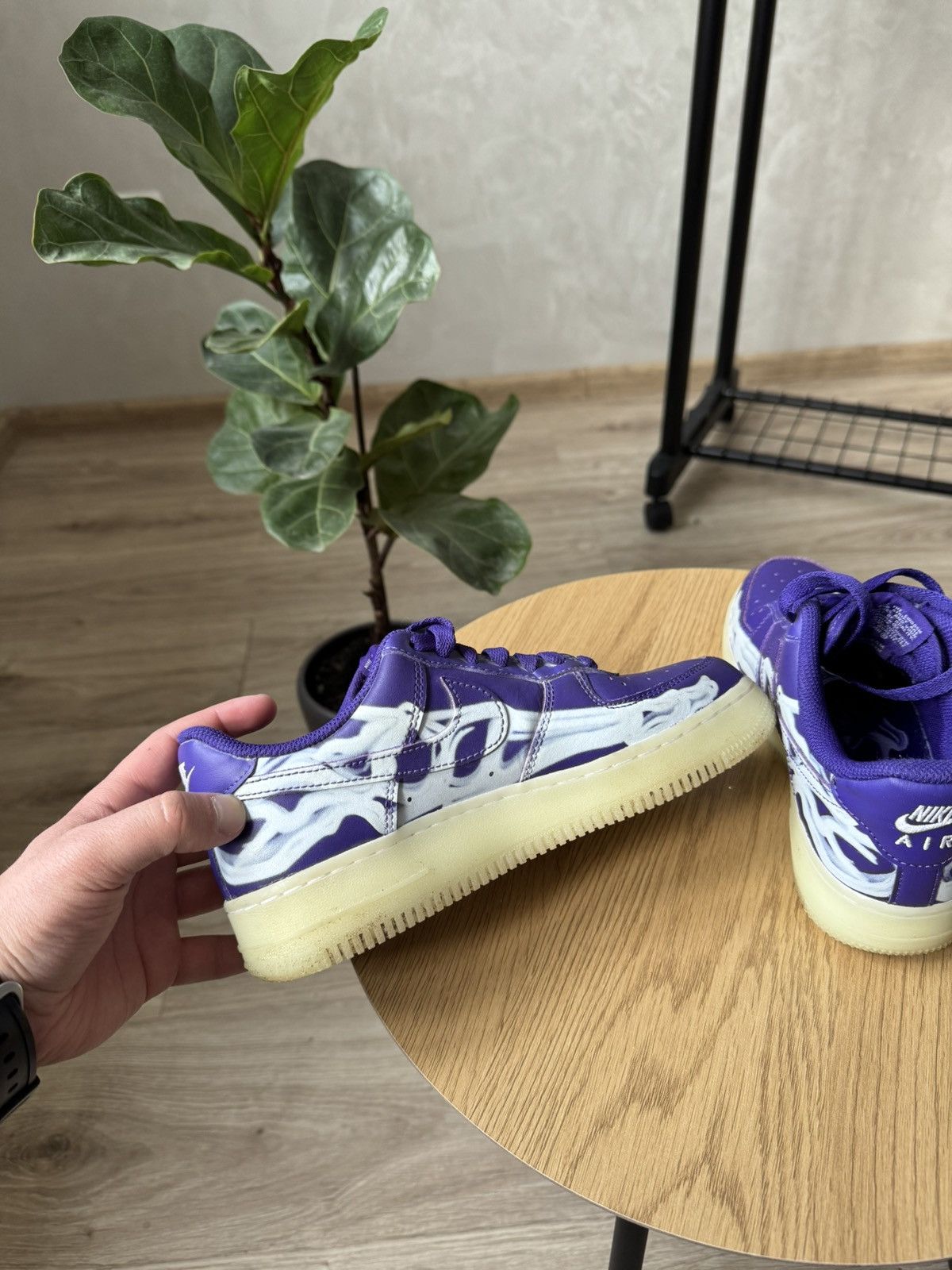 Nike Nike Air Force 1 Purple Skeleton Halloween Low Top Sneakers Size US 5.5 / IT 35.5 - 5 Thumbnail