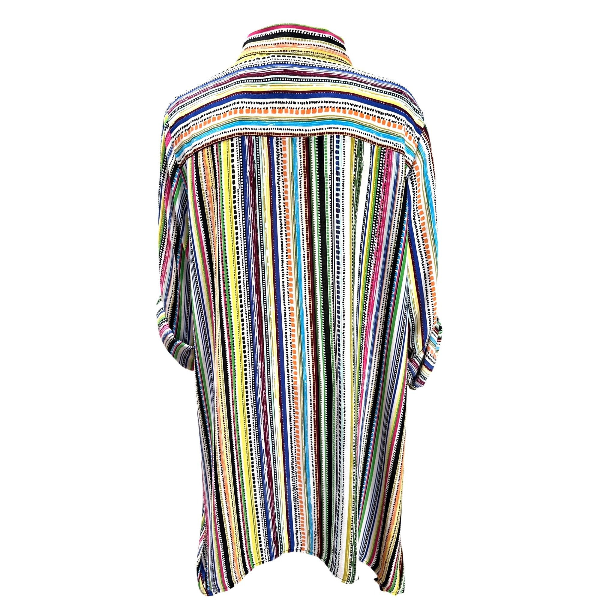 Other Melissa Paige L Multi Color Stripe Shirt Dress Tunic Collar Size L / US 10 / IT 46 - 4 Thumbnail