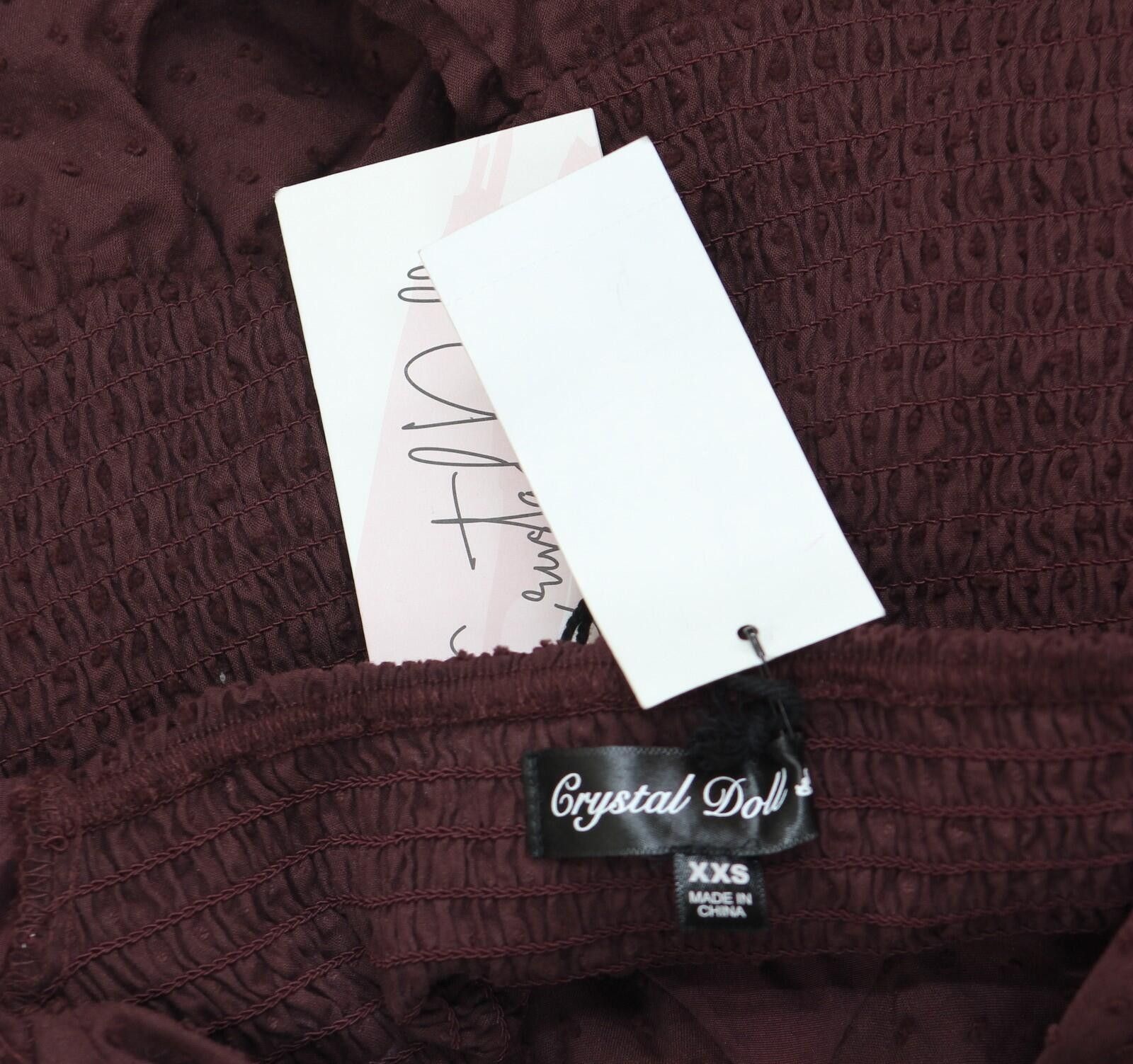 Other Crystal Doll Puffed Sleeve Fit Flare Dress Merlot Red 2xs Size XXS / US 00 / IT 34 - 4 Thumbnail