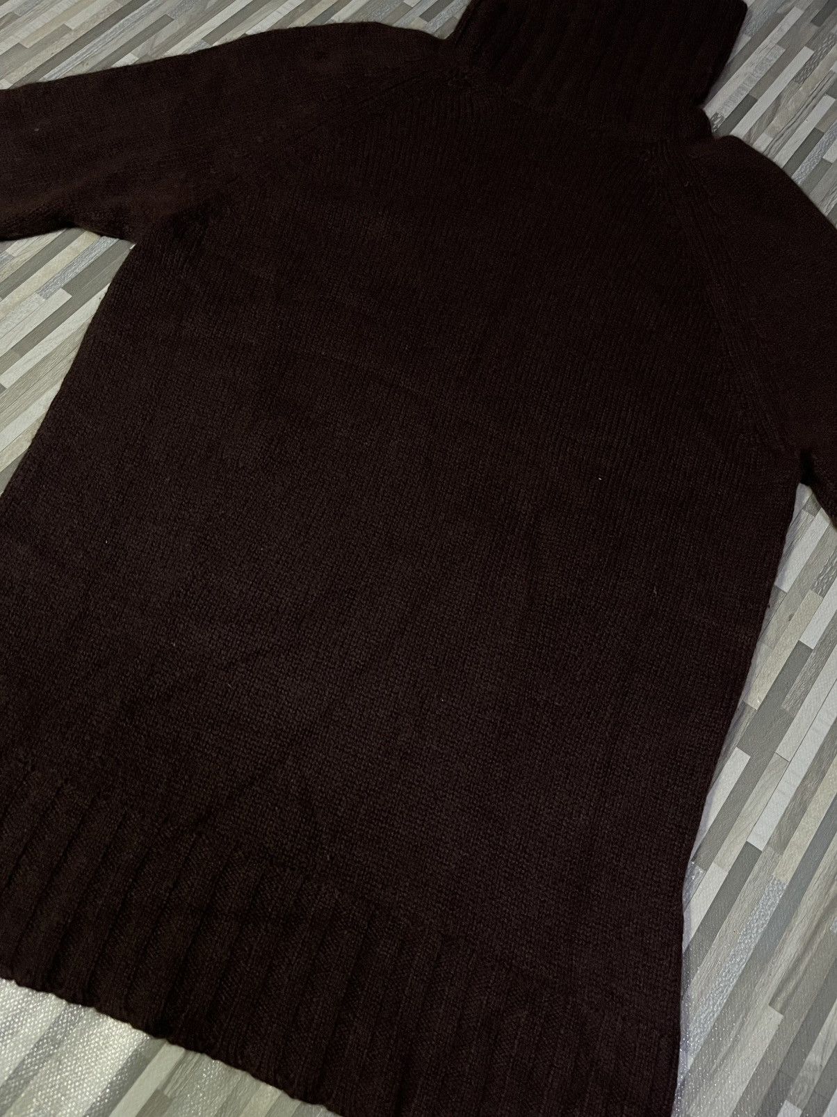 Celine × Vintage Vintage Celine Brown Wool Short Sleeve Turtleneck Size US M / EU 48-50 / 2 - 2 Thumbnail