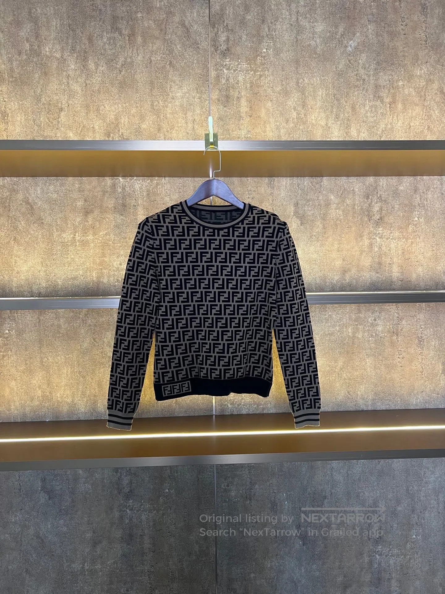 Fendi FENDI Brown All-Over Print Knit Sweater| Size US S / EU 44-46 / 1 - 1 Thumbnail