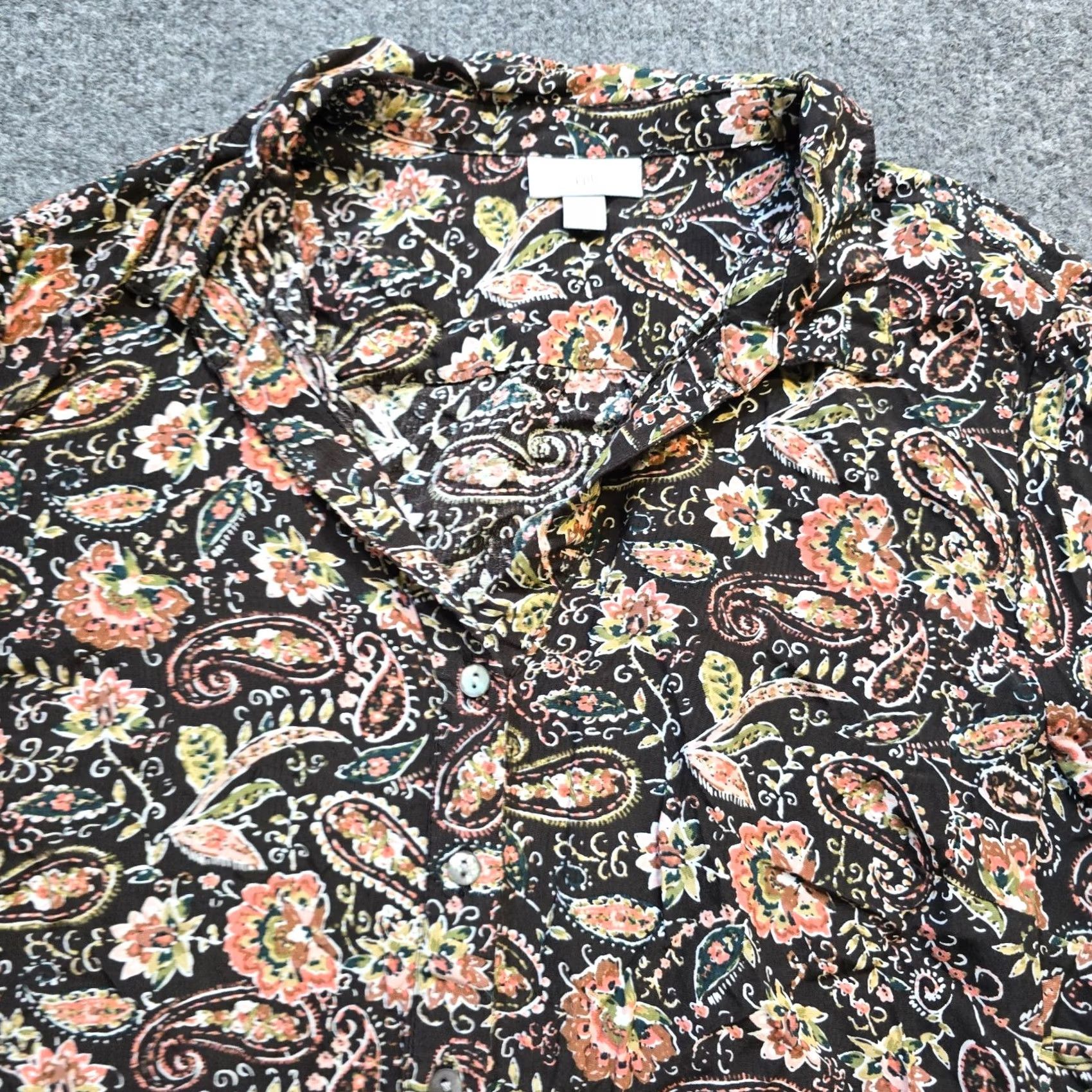 J. Jill J. Jill Top Women Large Petite Black Paisley Button Long Sleeve Casual Career Shirt Size L / US 10 / IT 46 - 2 Thumbnail