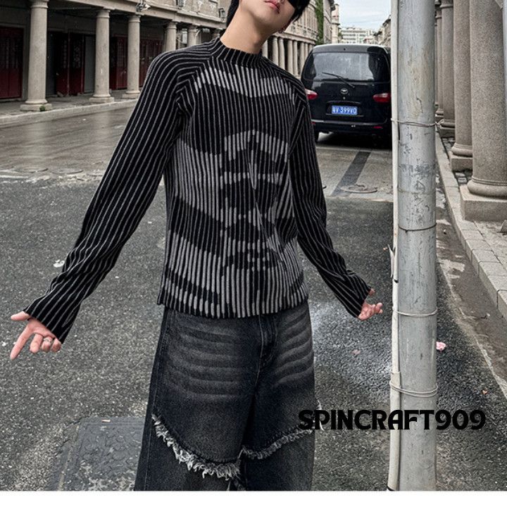 Other Graphic y2k Style Striped Knit Sweater Size US L / EU 52-54 / 3 - 2 Thumbnail