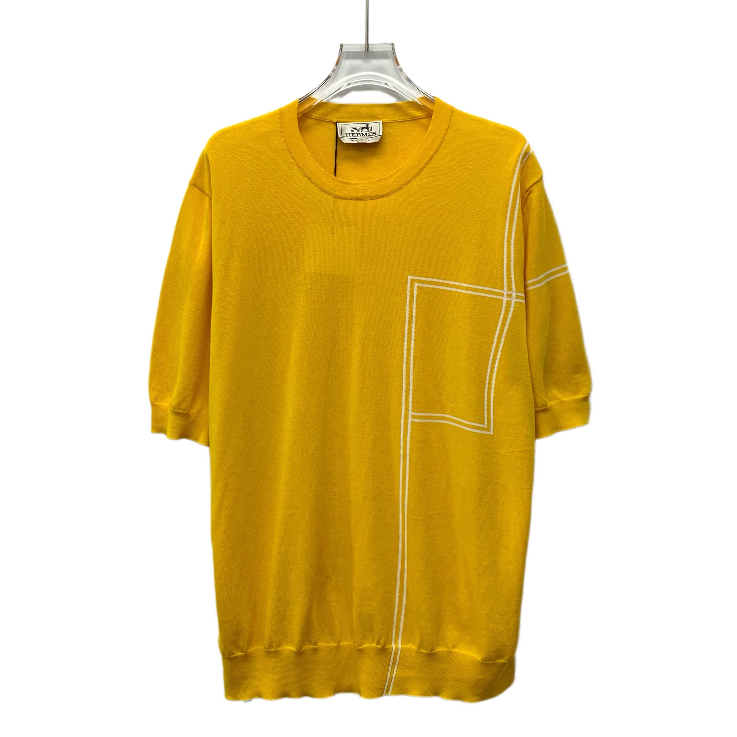 Hermes Hermes Yellow Cotton Short Sleeve Knit Shirt (Size L) Size US L / EU 52-54 / 3 - 1 Thumbnail