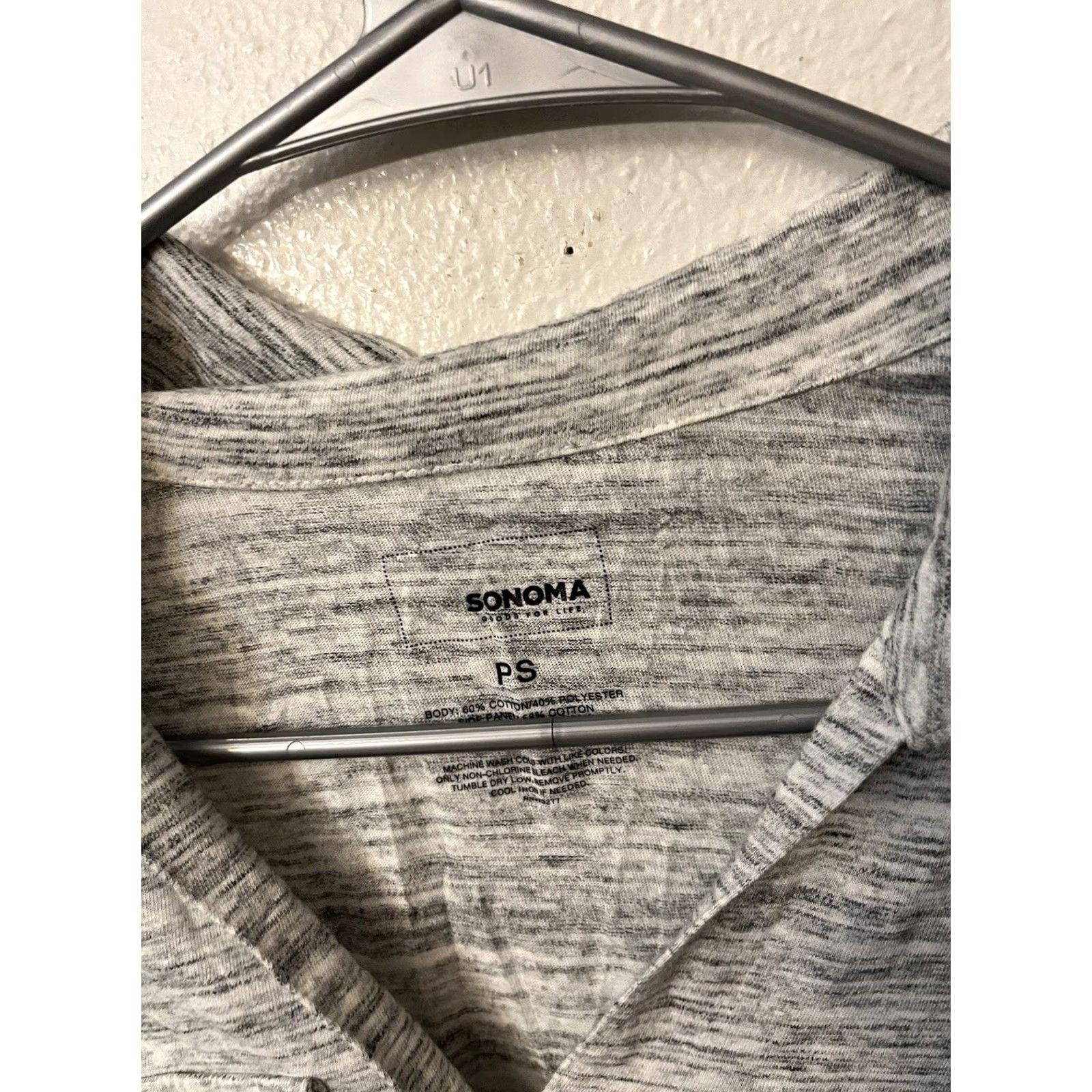 Alife VINTAGE Women's Sonoma Gray Long Sleeve Button-Down Top PS Roll Tab Shirt Womens PS Gray Button-Up, V-Neck, Petite, 1990s Size S / US 4 / IT 40 - 3 Thumbnail