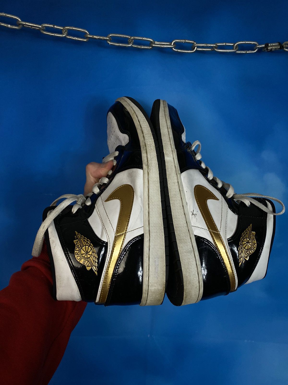 Nike ✨Nike Air Jordan Metallic 1 SE Gold Patent Black White Size US 9 / EU 42 - 9 Thumbnail