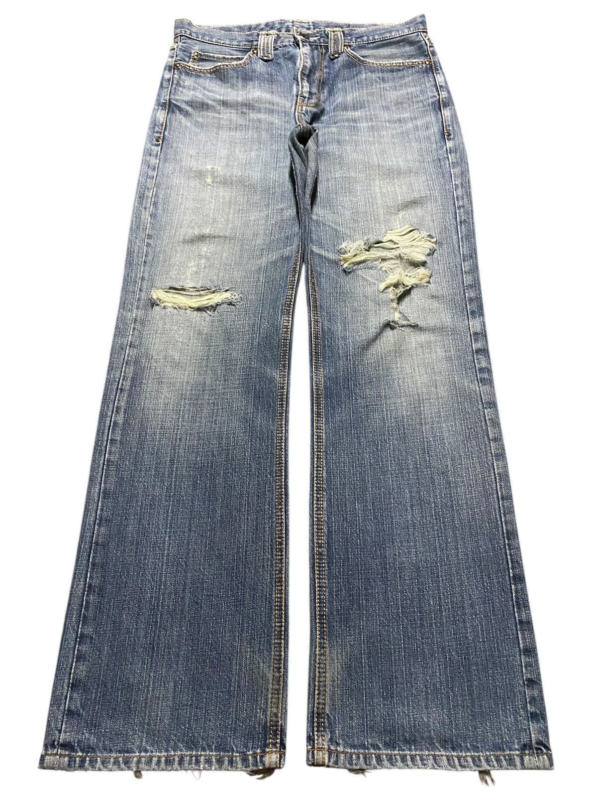 14th Addiction Vintage Japanese Brand X2083T Distressed Baggy Jeans Size US 33 - 1 Thumbnail