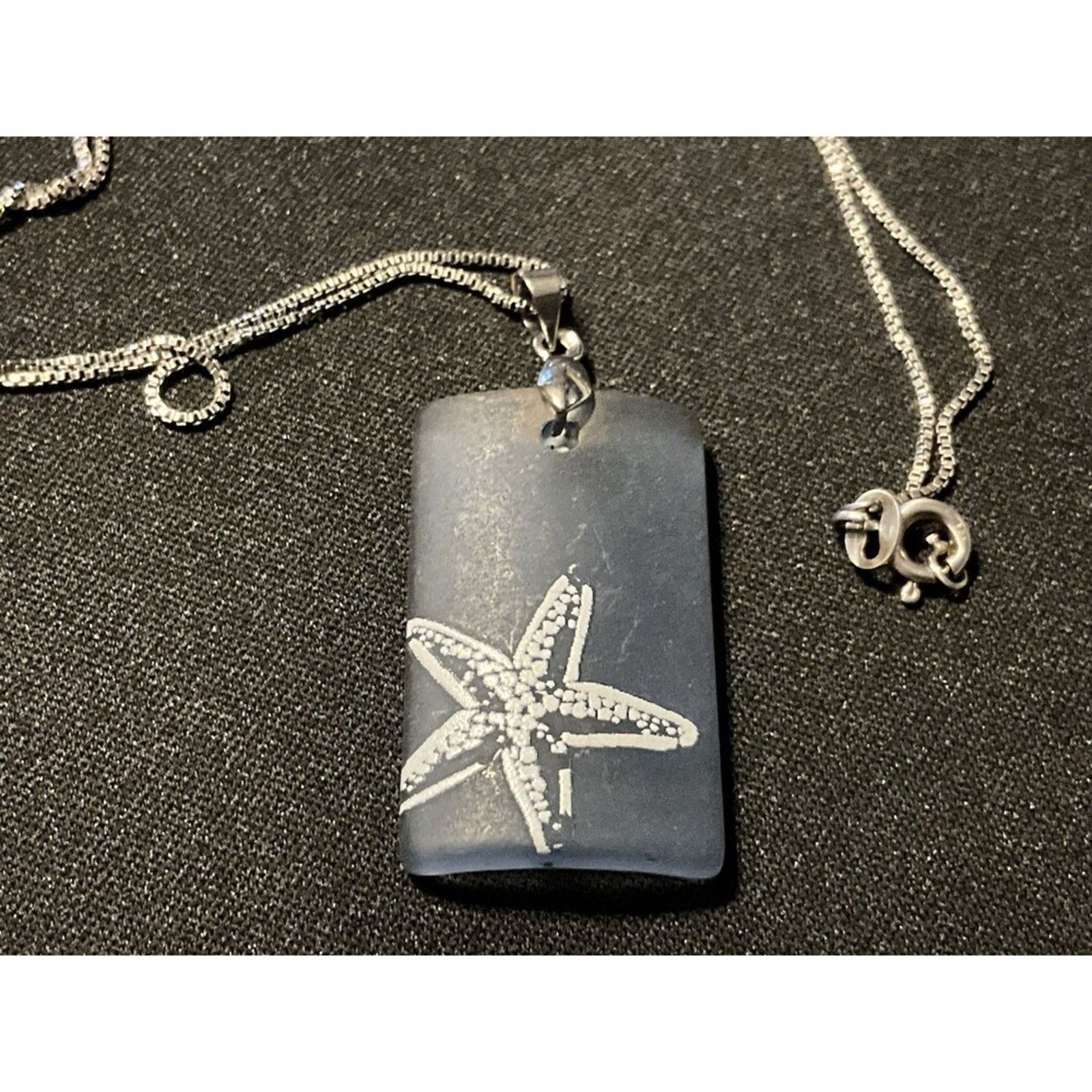 Other 18in 925 Sterling Silver Chain Sea Glass w/ Painted Starfish Size ONE SIZE - 4 Thumbnail