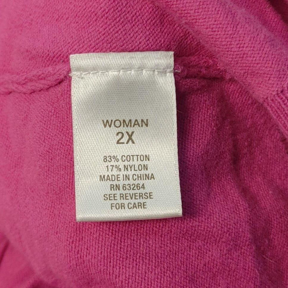 Other Roz & Ali Women's Pink Short Sleeve Open Front Cardigan 2X Size XXL / US 16-18 / IT 52-54 - 4 Thumbnail