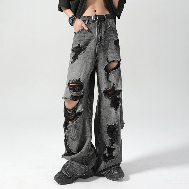 Japanese Brand Men's American-Style High-Street Black Distressed Jeans Size US 32 / EU 48 - 1 Thumbnail