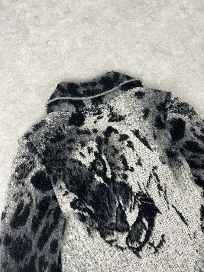 Roberto Cavalli 2000s Roberto Cavalli Snow Leopard Fur Wool & Mohair Collar Cardigan Jacket Size US M / EU 48-50 / 2 - 7 Thumbnail