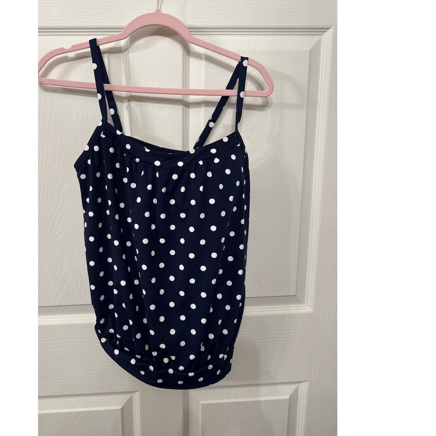 Lands' End NWOT Lands End Blouson Tankini Top Deep Sea Polka Dot,12P Size ONE SIZE - 1 Thumbnail