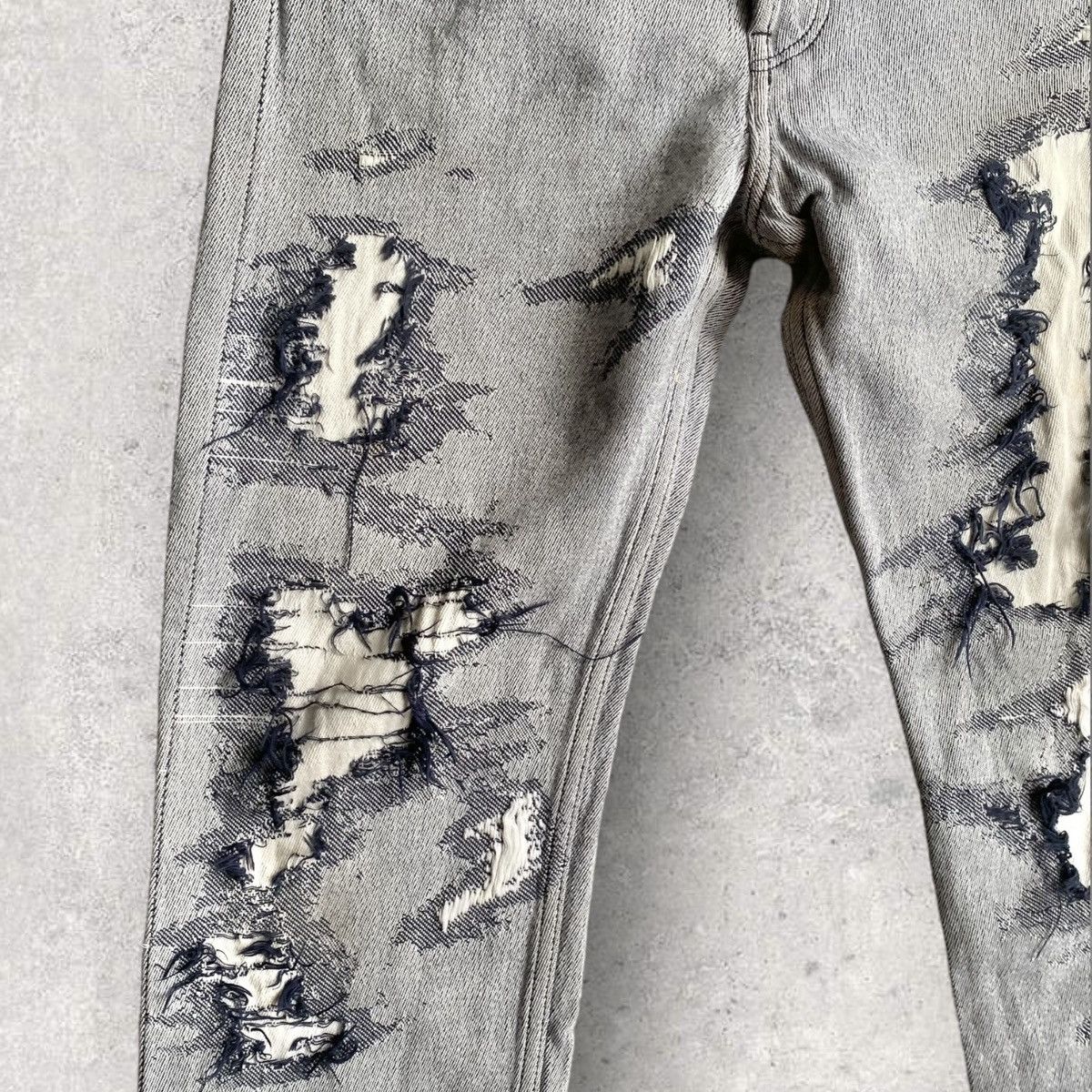 Issey Miyake APOC Jacquard Destroyed And Repaired Jeans Size US 29 - 5 Thumbnail