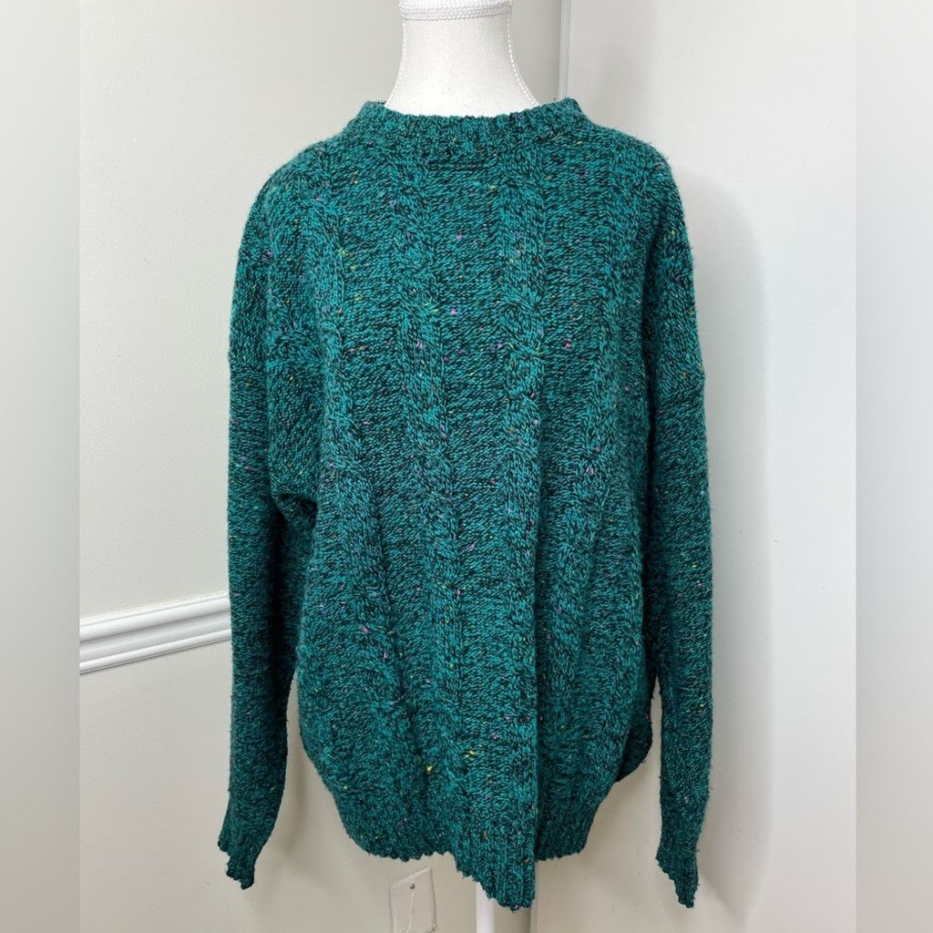 Vintage Vintage Wool Cable Knit Crew Neck Speckled Sweater L Size L / US 10 / IT 46 - 1 Thumbnail