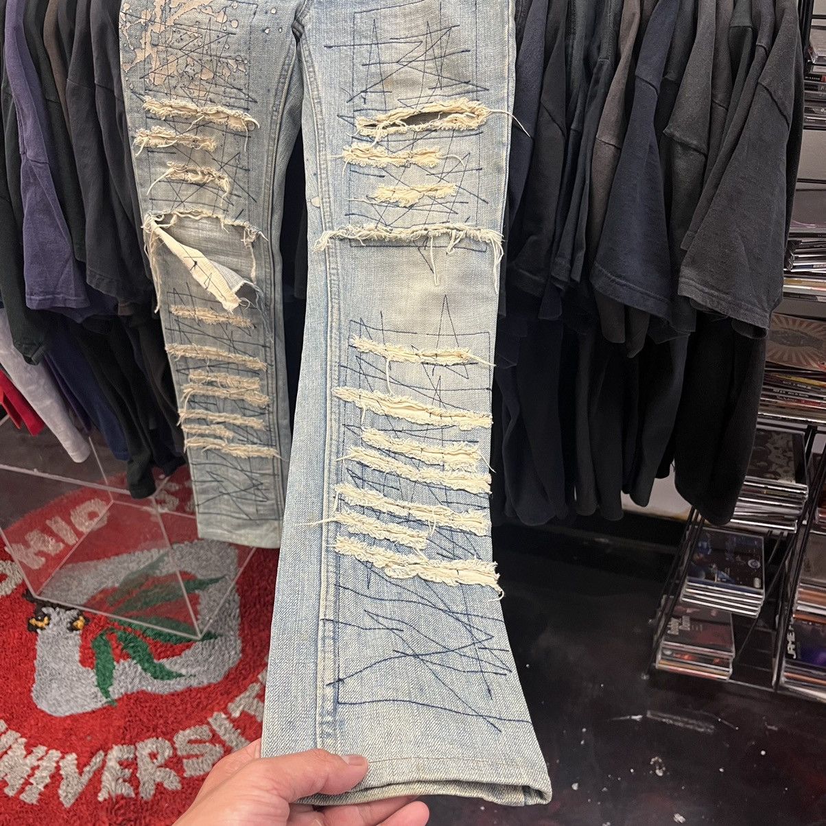 Hysteric Glamour Hysterics Glamour Cross Stitch Distressed Japan Denim Pants Size US 29 - 4 Thumbnail