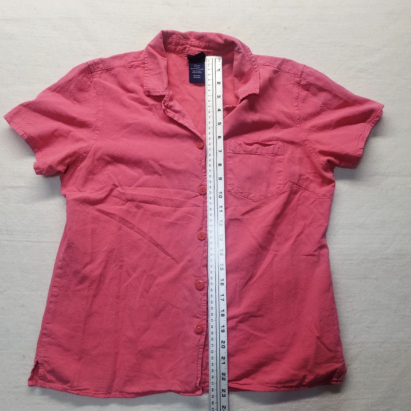 Basic Editions VINTAGE Basic Editions Women's Button-Up Shirt Short Sleeve Pink 90s Casual Medium Size M / US 6-8 / IT 42-44 - 5 Thumbnail