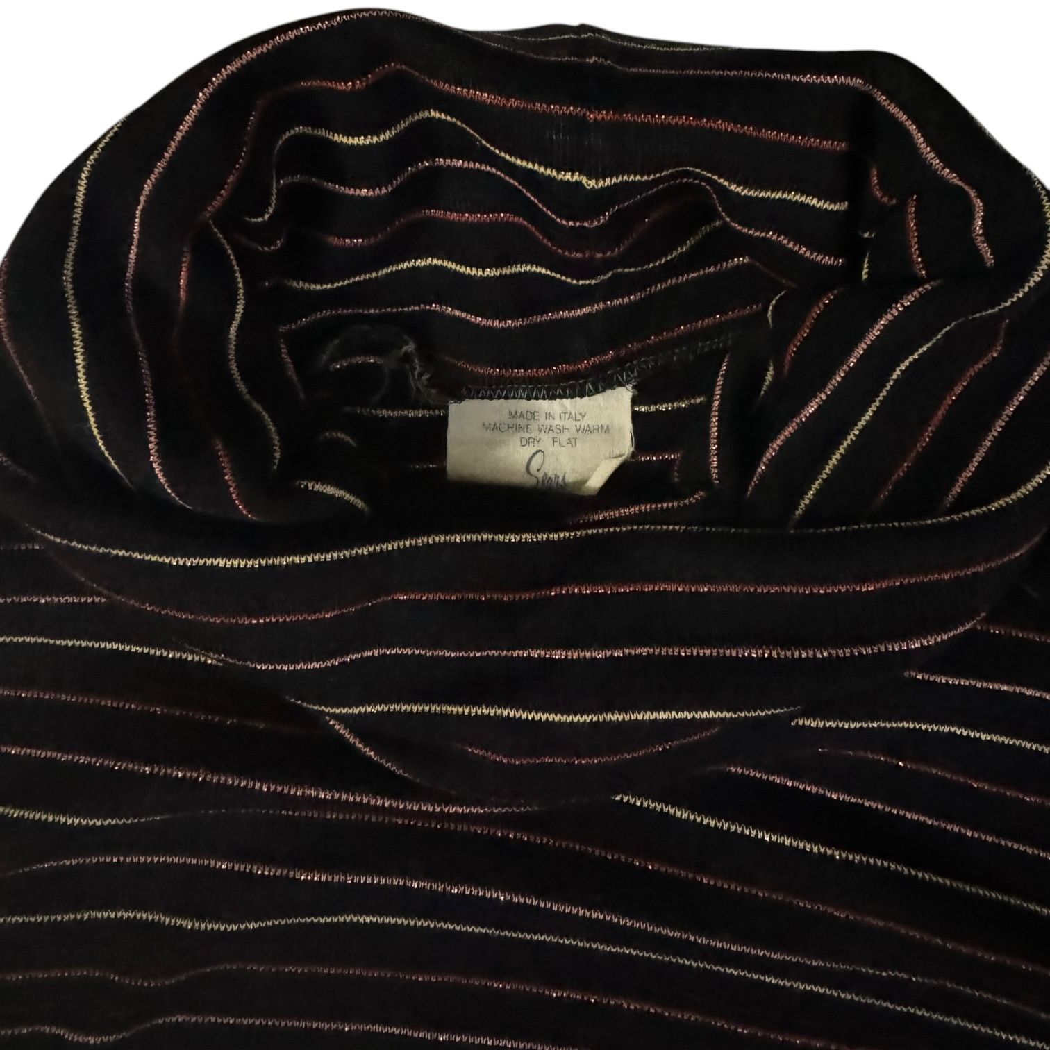 Sears Vintage Sears Italian Turtleneck Black w/Metallic Stripes SM Size S / US 4 / IT 40 - 2 Thumbnail
