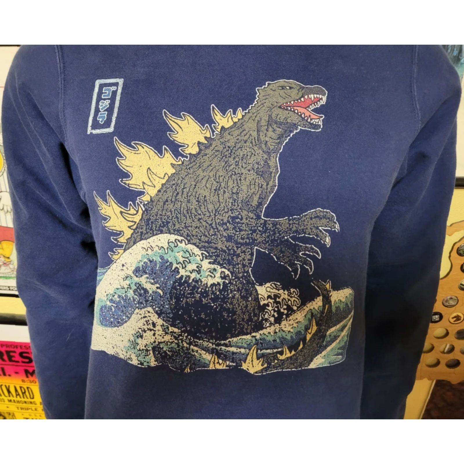 Port & Company VTG Godzilla Crewneck Sweatshirt Small Port & Company Unisex Adults S Blue Graphic Print 80s Anime Horror Logo Pullover Shirt Sweatshirt Size US S / EU 44-46 / 1 - 2 Thumbnail