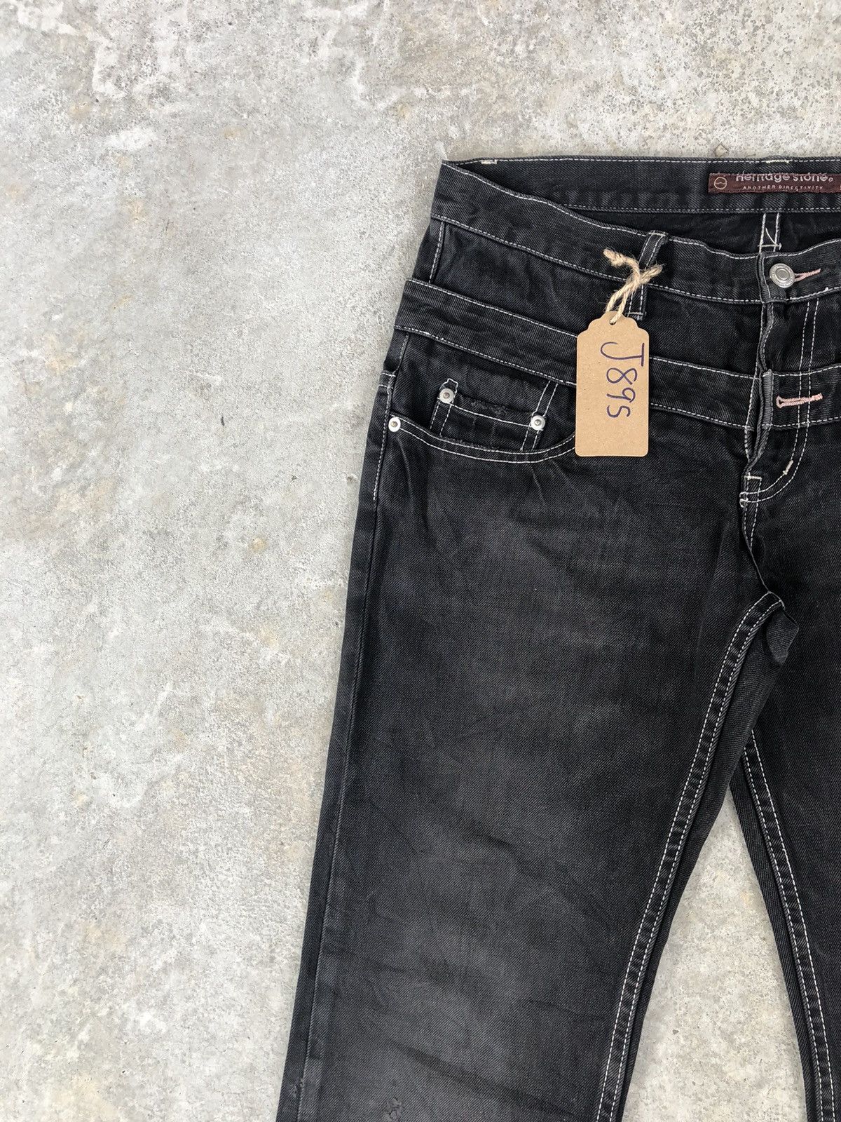 Japanese Brand Japanese Herritage Double Waist White Stitch Distressed Size US 32 / EU 48 - 4 Thumbnail