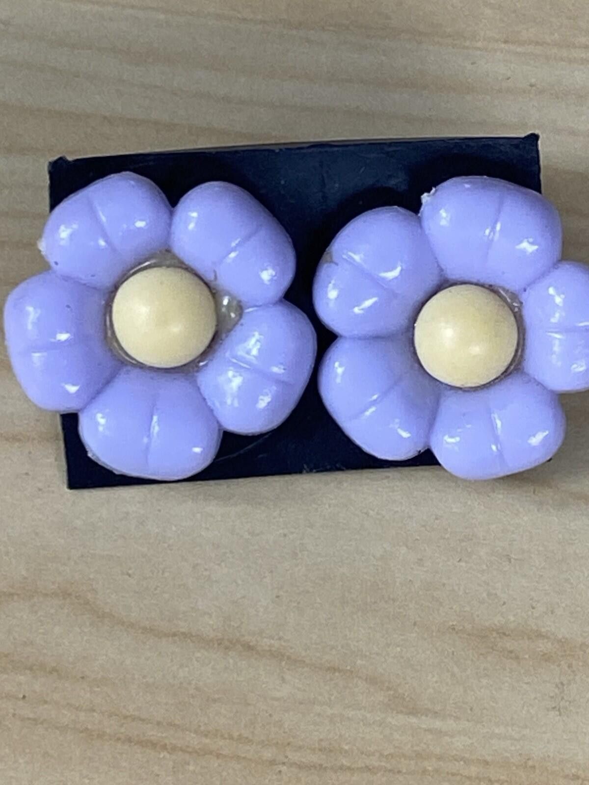 Handmade PIERCED STUD Cute Purple Multicolored Shiny Flower Earrings Size ONE SIZE - 5 Thumbnail
