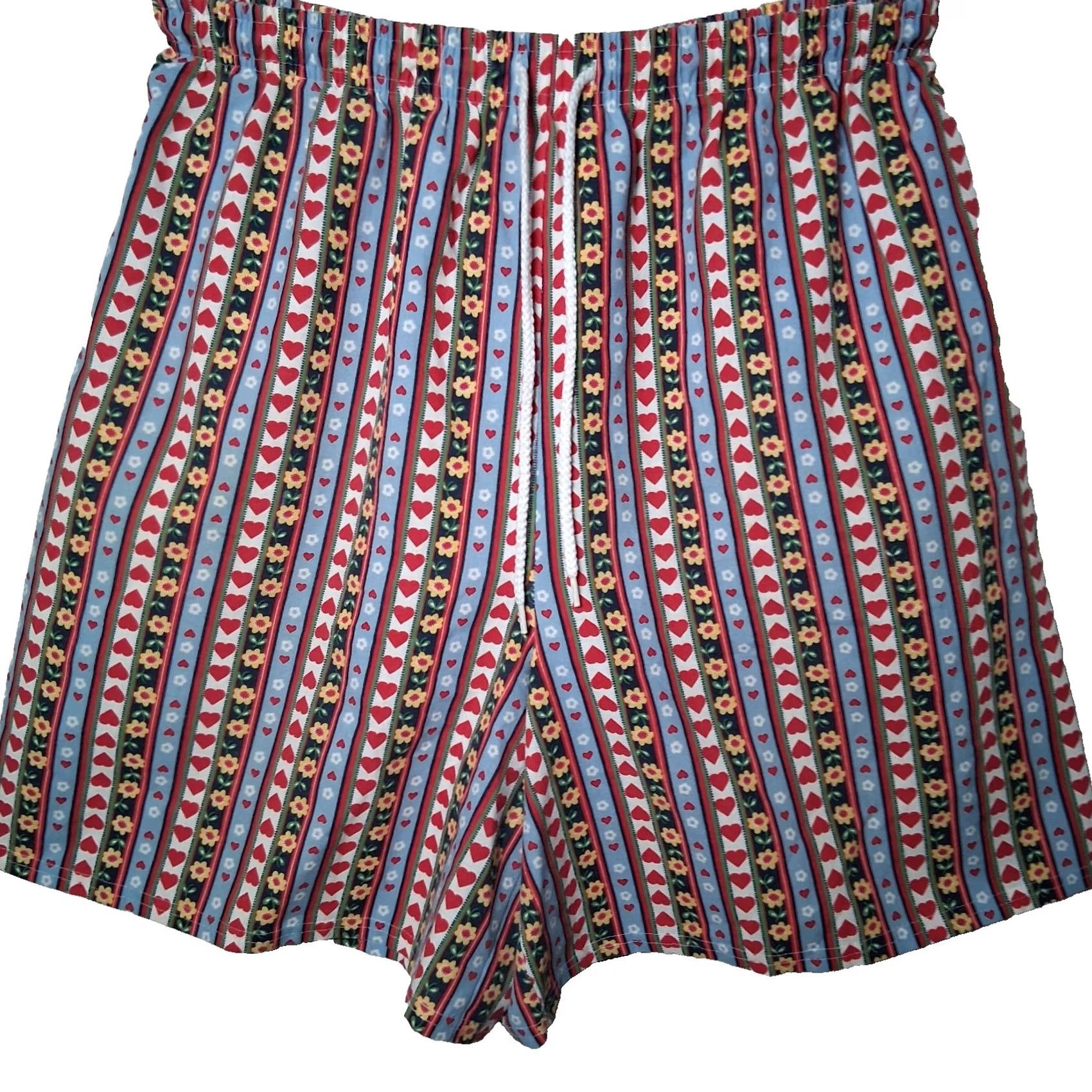 Blair VINTAGE Blair Shorts Women Large Red Blue Striped Hearts Floral Elastic READ Size 36" / US 14 / IT 50 - 2 Thumbnail