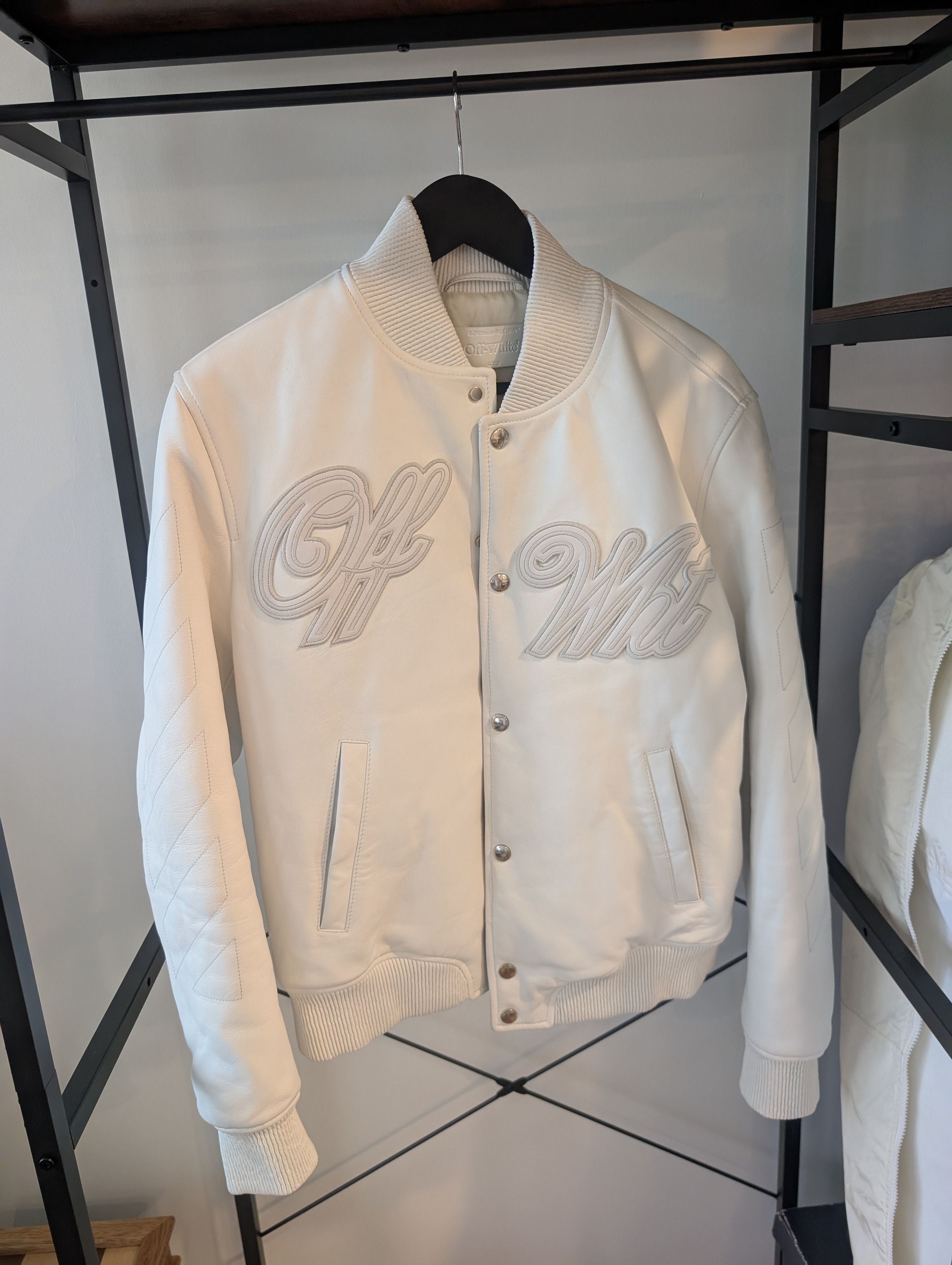 Off-White Runway/sample Off-white full leather varsity jacket Size US M / EU 48-50 / 2 - 1 Thumbnail