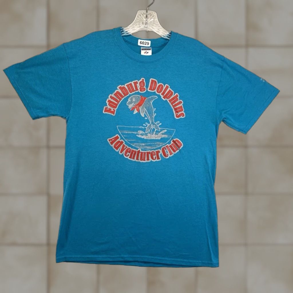 Jerzees VINTAGE JERZEES Blue Graphic T-Shirt Mens Medium Edinburg Dolphins Adventurer Club 90s Retro Animal Lovers Size US M / EU 48-50 / 2 - 1 Thumbnail