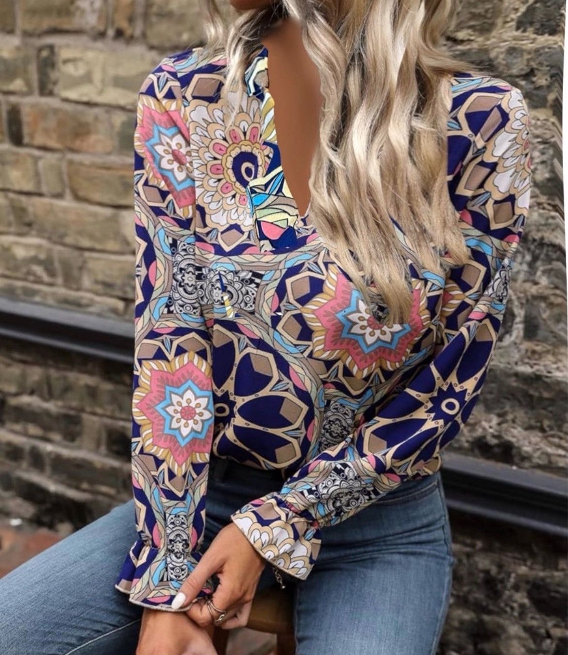 Designer × Other NWT, Lavishly Paris Mandala Print Batwing Sleeve Blouse Size S / US 4 / IT 40 - 7 Thumbnail