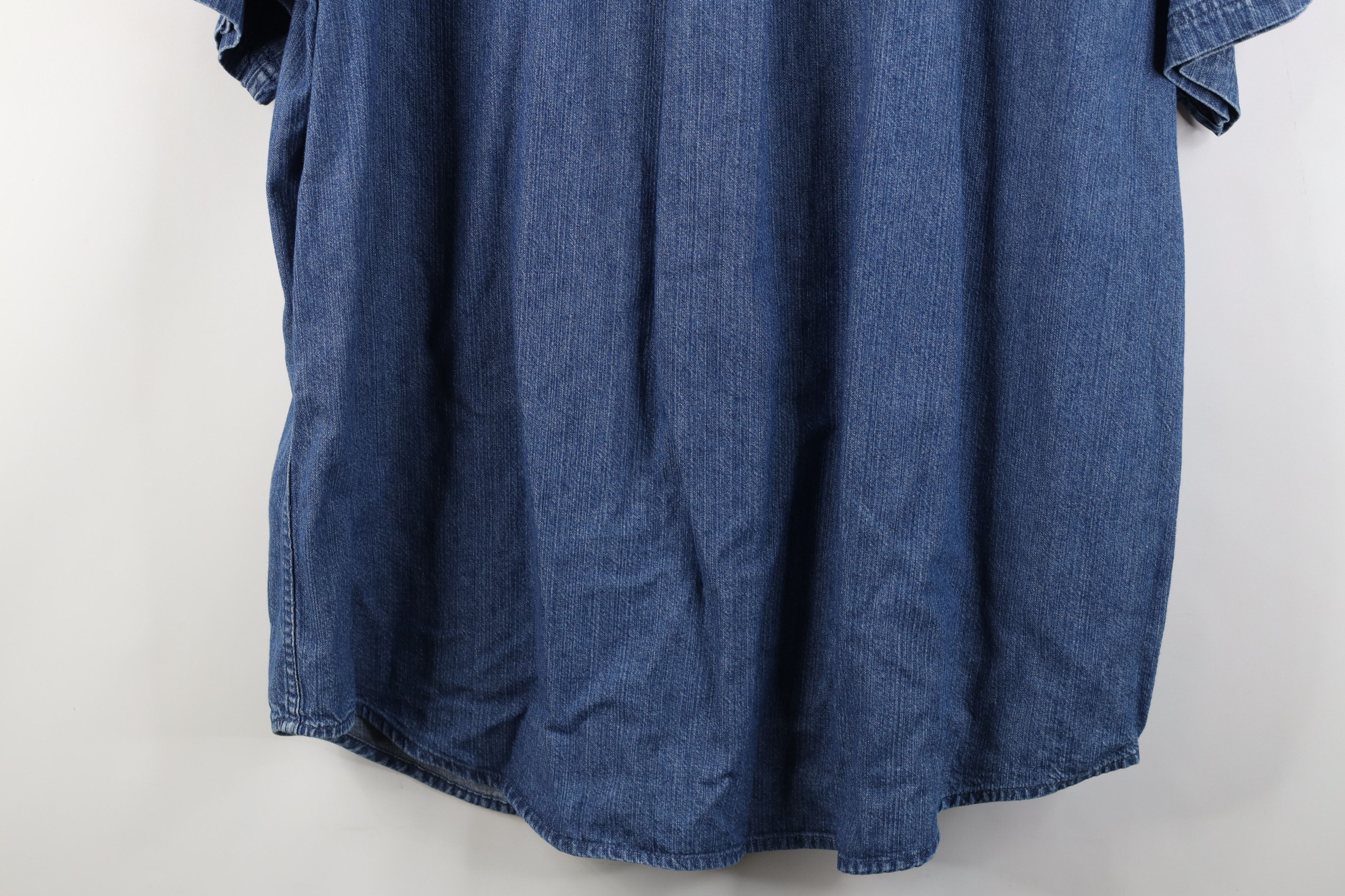 Vintage Vintage 90s Streetwear Short Sleeve Collared Denim Shirt Size US XL / EU 56 / 4 - 14 Thumbnail