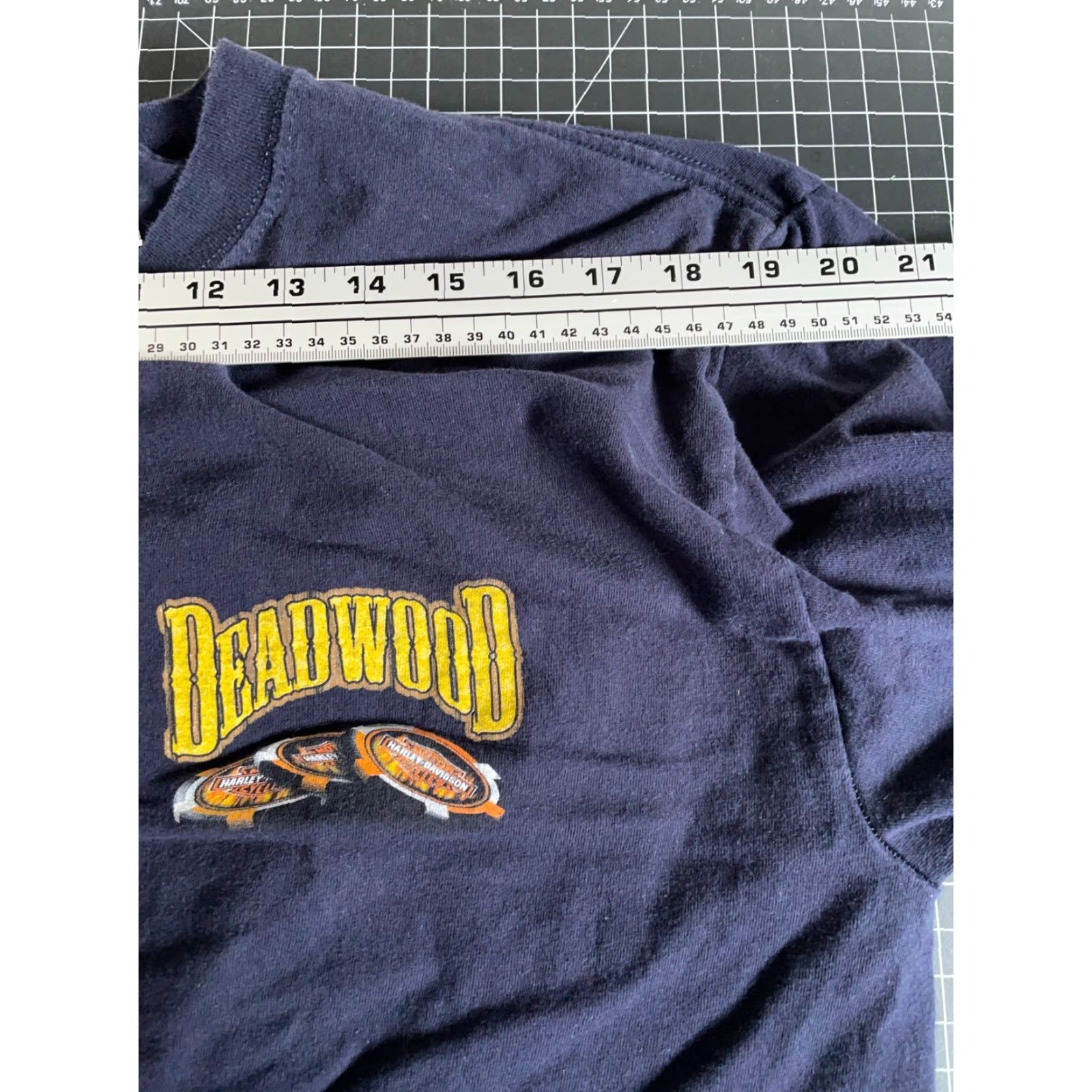 Harley Davidson VINTAGE Harley-Davidson Deadwood Long Sleeve T-Shirt Men Large Dark Blue Size US L / EU 52-54 / 3 - 7 Thumbnail