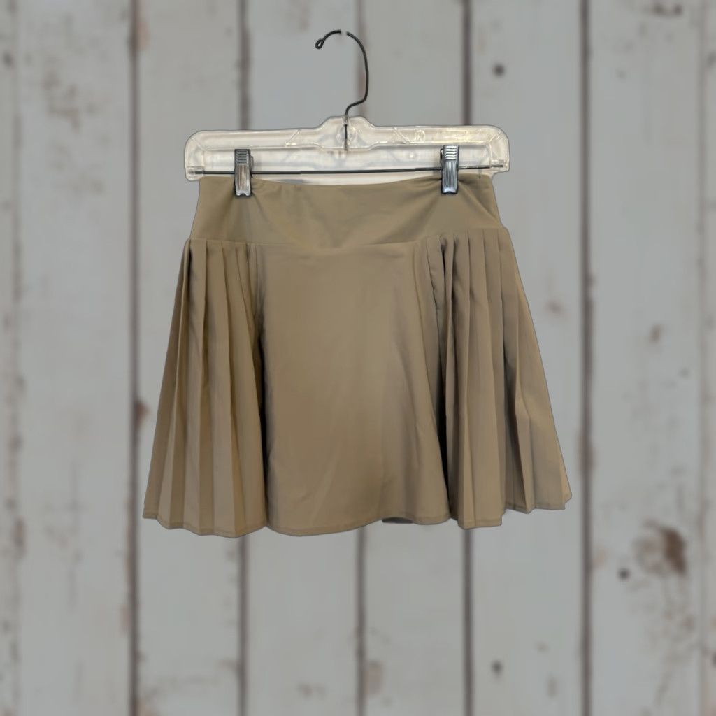 Vintage Love Tree Skirt M Skort Beige High Rise Pleated Tennis Mini Skirt Ladies Medium Beige Size 32" / US 10 / IT 46 - 1 Thumbnail