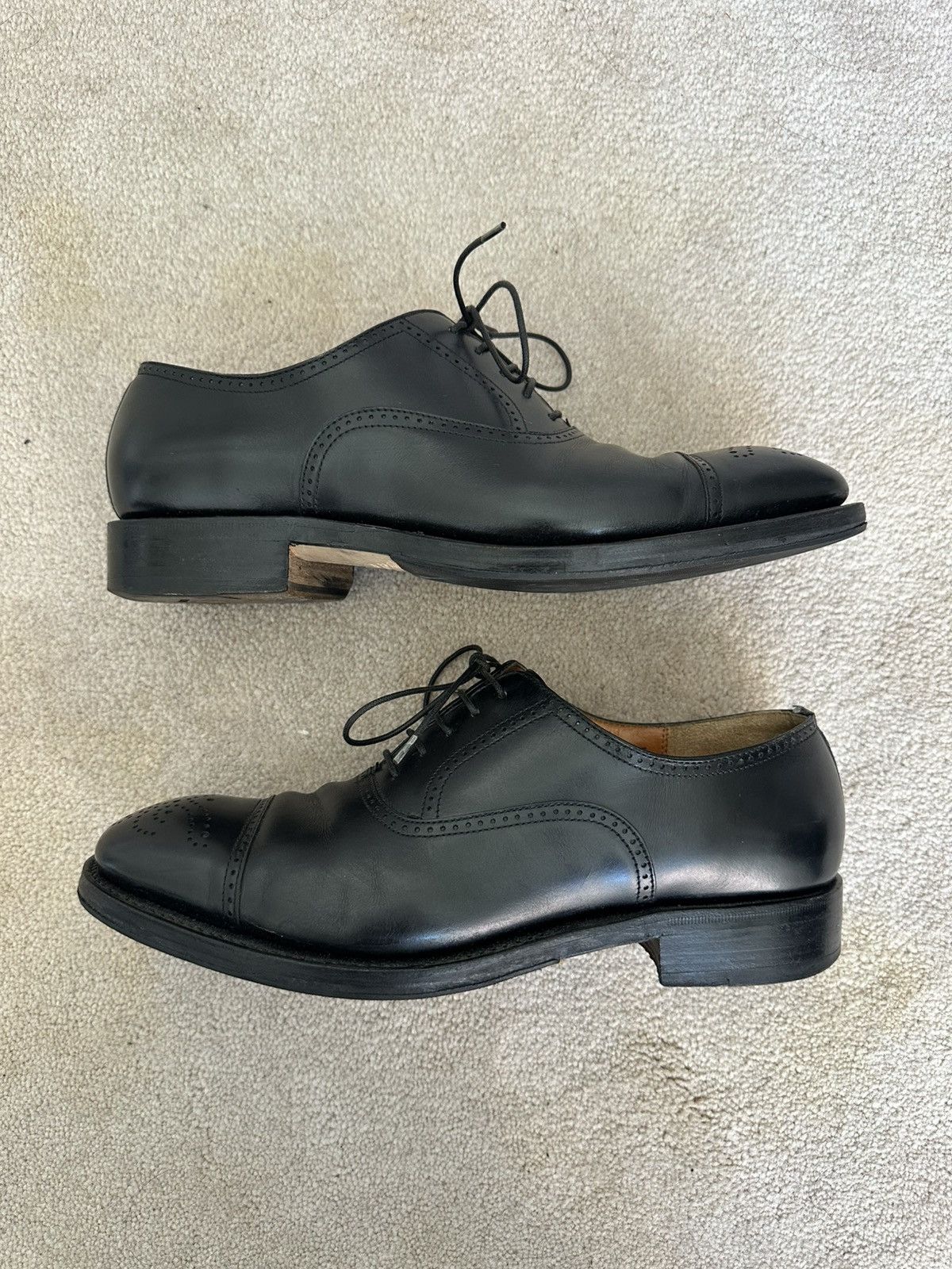 Salvatore Ferragamo Salvatore Ferragamo Black Cap Toe Oxford Dress Shoes 7.5 EE Size US 7.5 / EU 40-41 - 4 Thumbnail