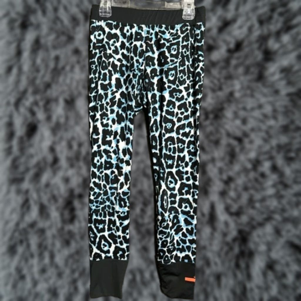 Stella McCartney Adidas x Stella McCartney Leggings Womens XS Leopard Print Athletic Blue Black Size 26" / US 2 / IT 38 - 1 Thumbnail