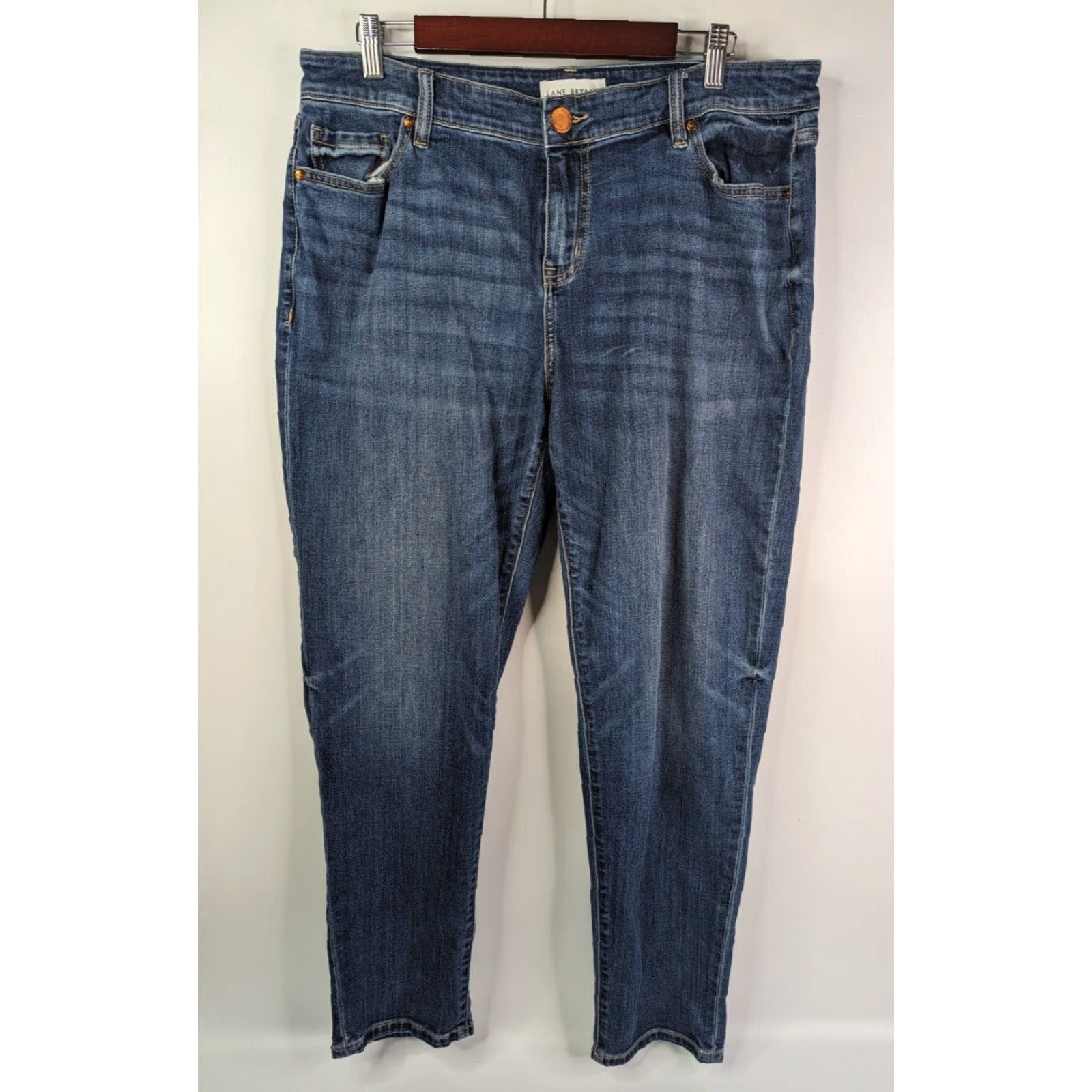 Vintage Lane Bryant Jeans Boyfriend 14 Blue Cotton Blend Denim Mid Rise Relaxed Slimming Comfort Stretch Plus Womens N/A Size 36" / US 14 / IT 50 - 2 Thumbnail