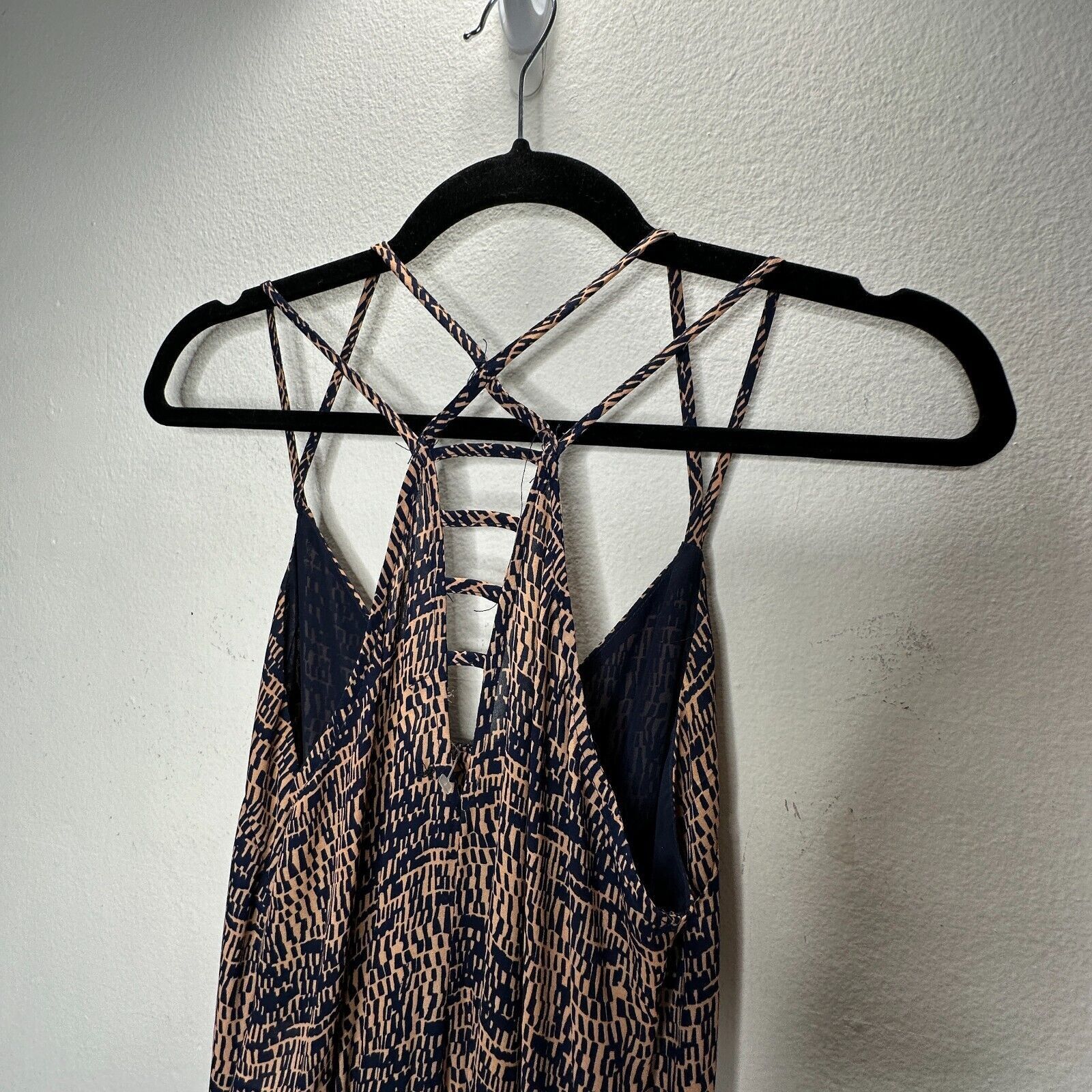 Other Fora Tan & Navy Button Strappy Wide Leg Jumpsuit Small Size 27" / US 4 / IT 40 - 9 Thumbnail