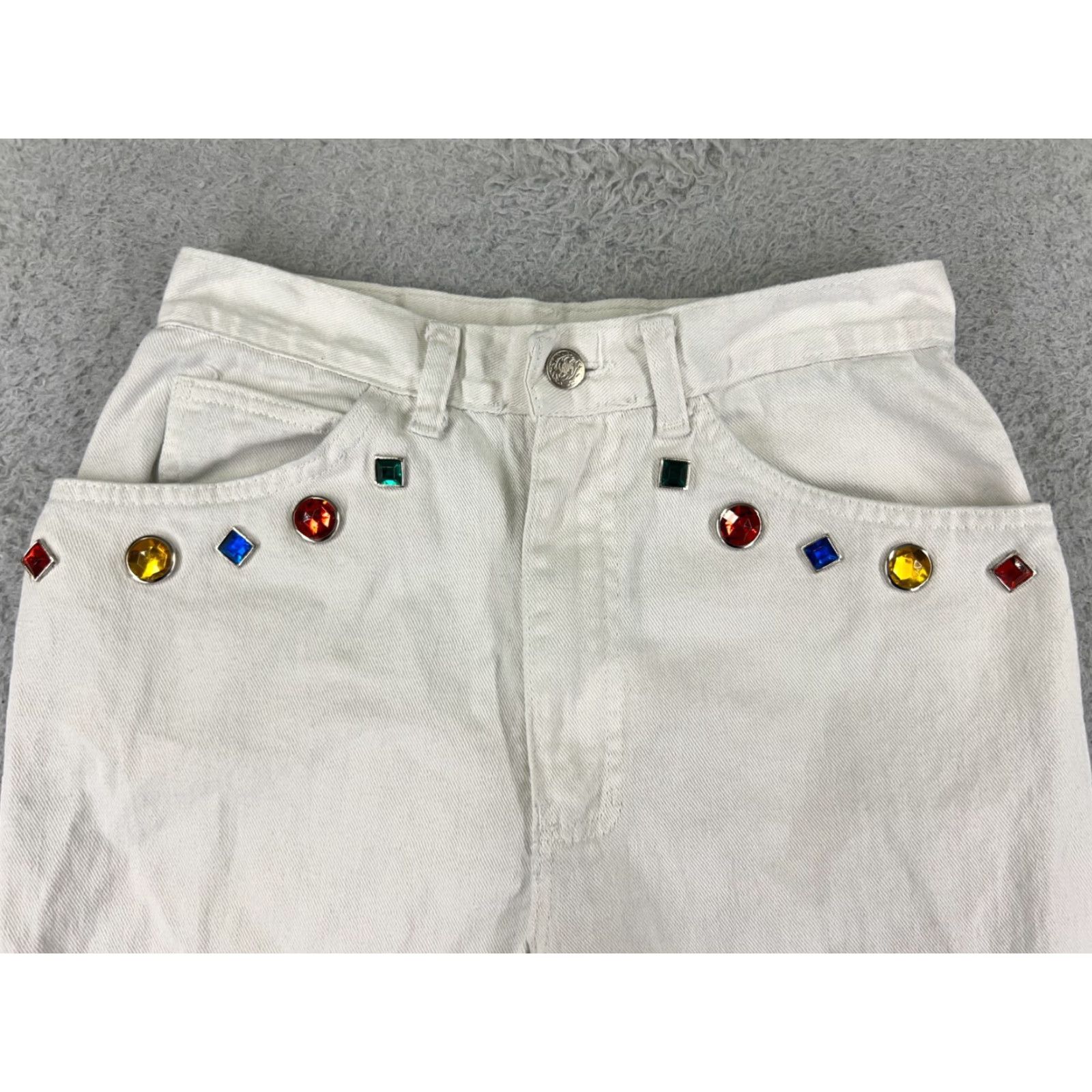 Vintage VINTAGE A Time For Us Jeans Womens 7 White Denim 24x26 Distressed 5-Pocket USA Cotton Regular High Rise Mens Womens Boys Girls Size 28" / US 6 / IT 42 - 4 Thumbnail