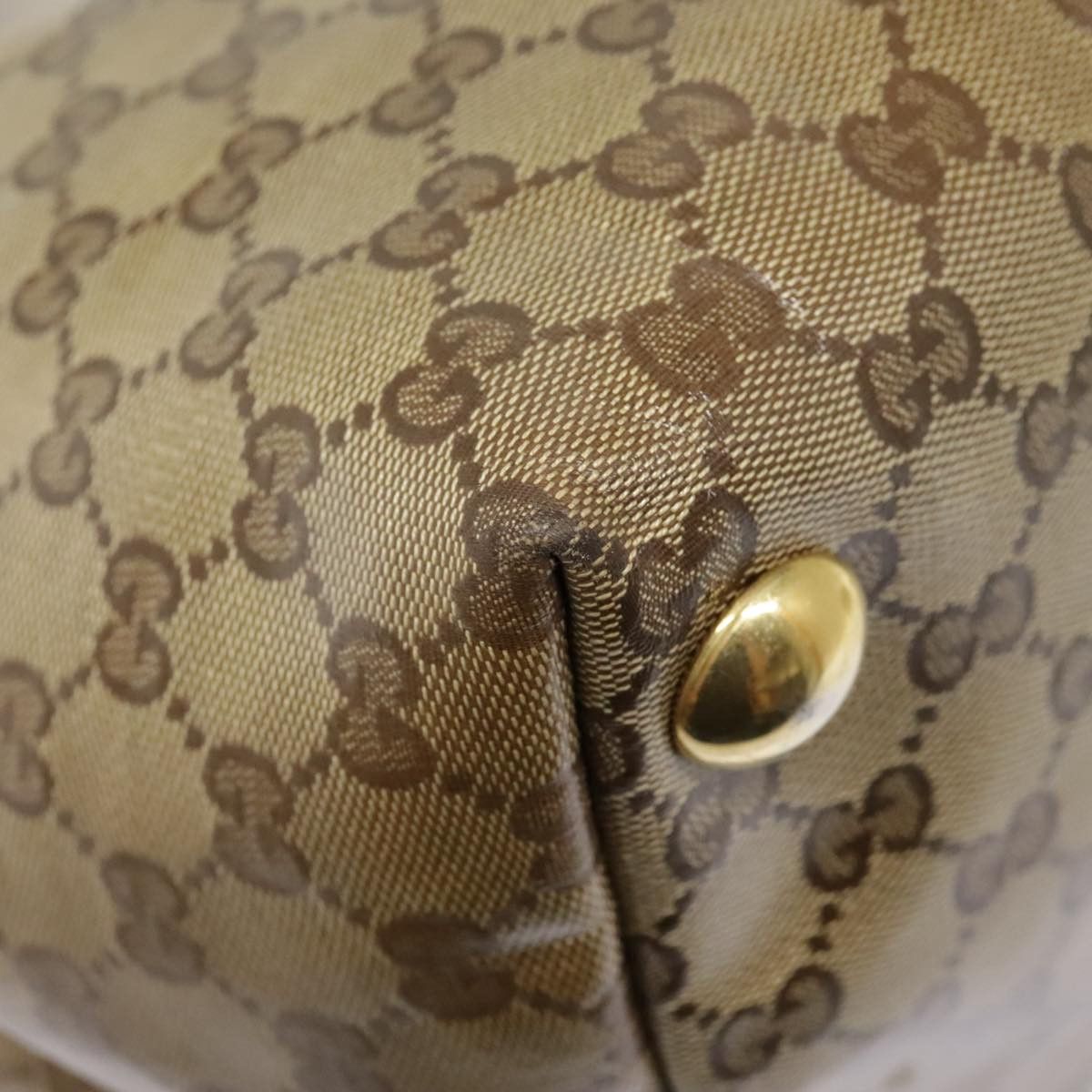 GUCCI GG Crystal Tote Bag Coated Canvas Beige White Silver