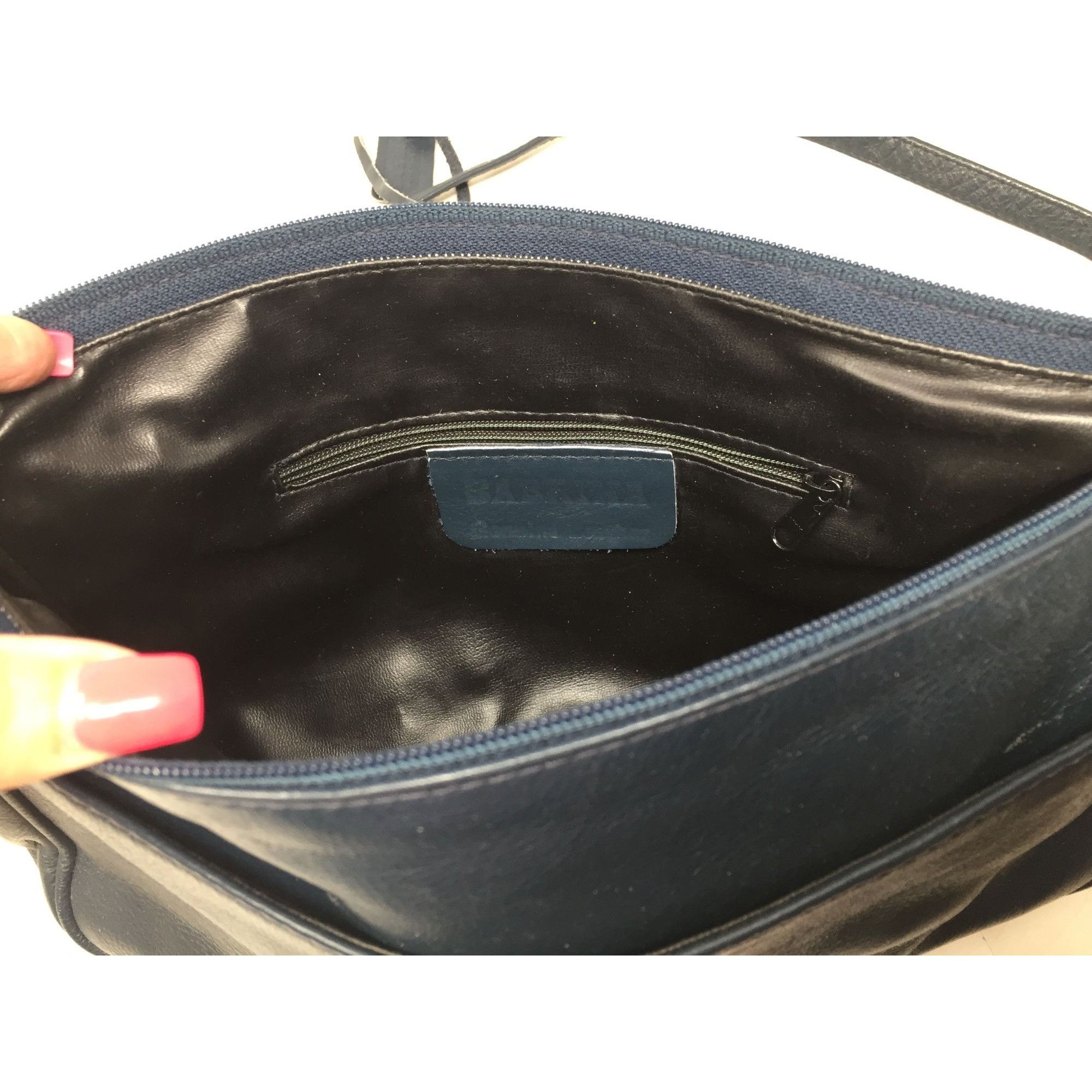 Other SABRINA Women's Navy Blue Leather Purse with Long adjustable Size ONE SIZE - 14 Thumbnail