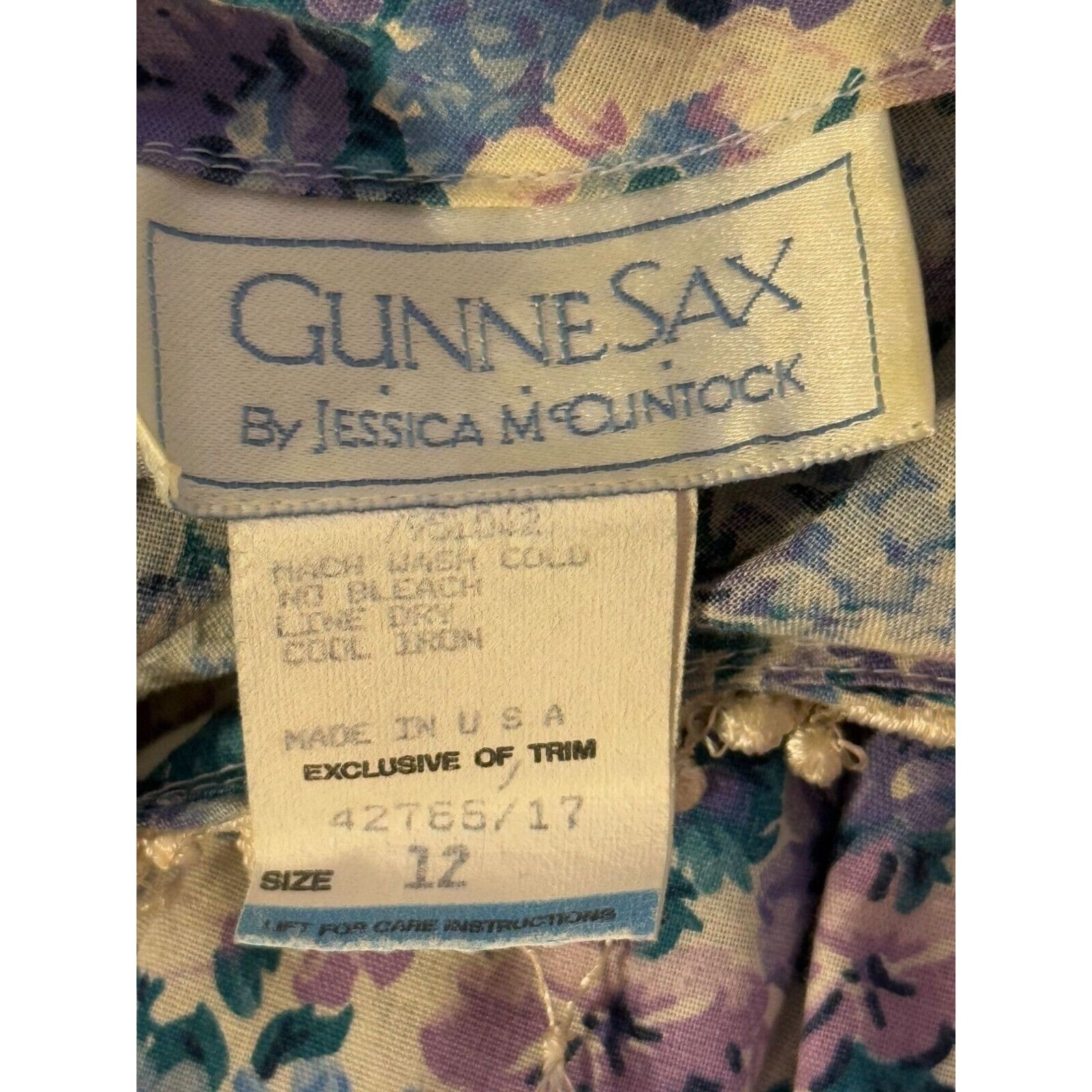 Other Vintage Gunne Sax Jessica McClintock Dress Floral Purple Blu Size XL / US 12-14 / IT 48-50 - 11 Thumbnail